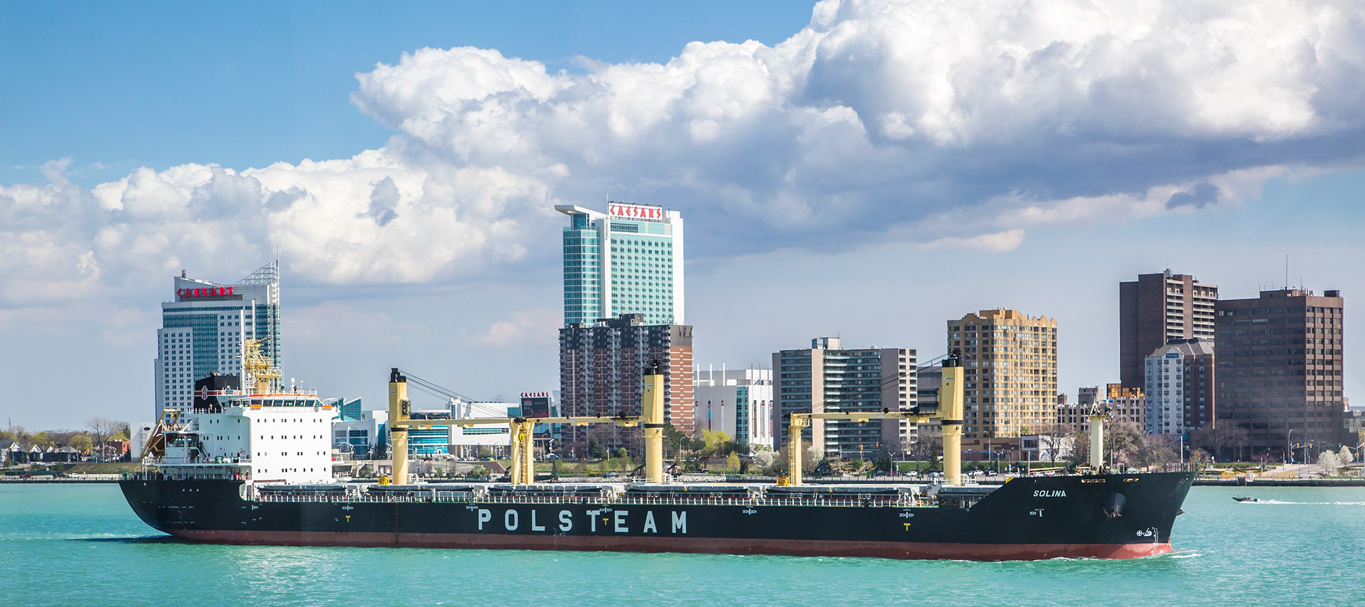 on the Detroit River at Huntington Place