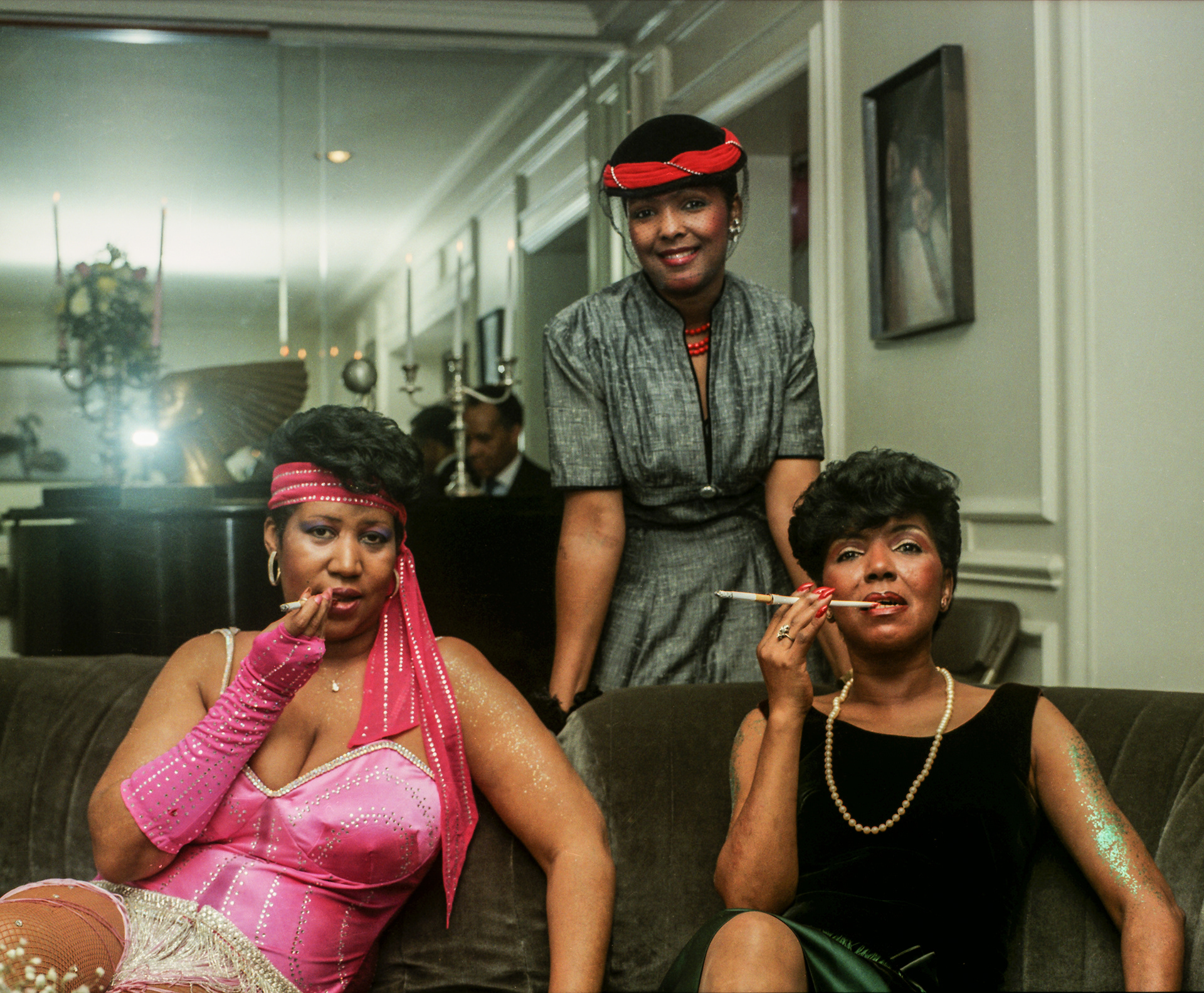 Aretha Franklin at her 50th birthday party, at home in Bloomfield Hills MI
