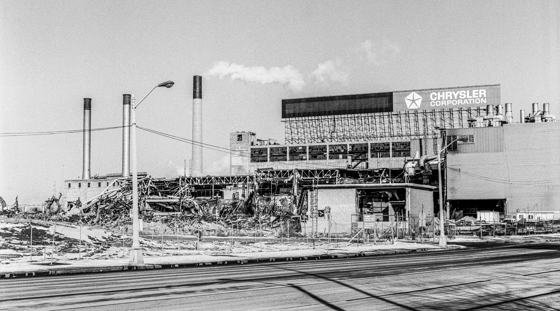 Demolition of original Chrysler plant on Jefferson Avenue
