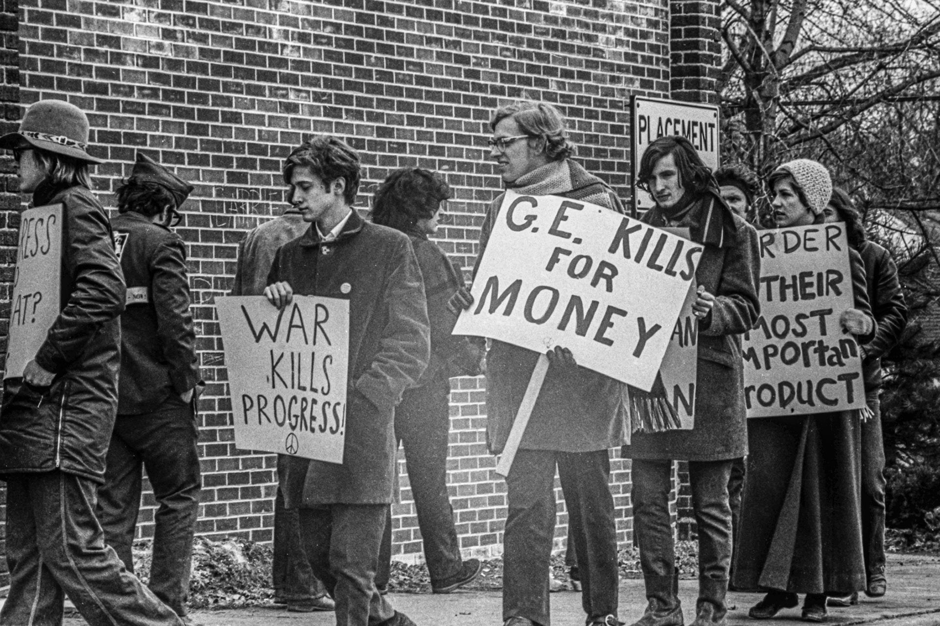 Protesting at a job fair on campus