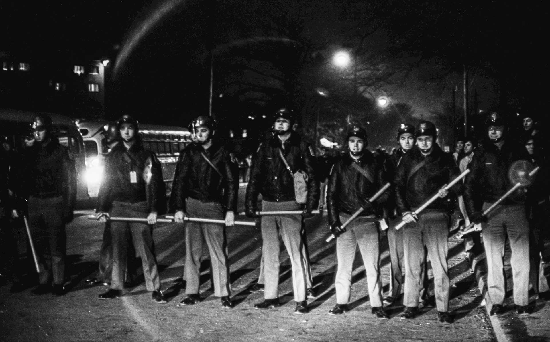 The State Police moved in to clear Michigan Avenue through campus