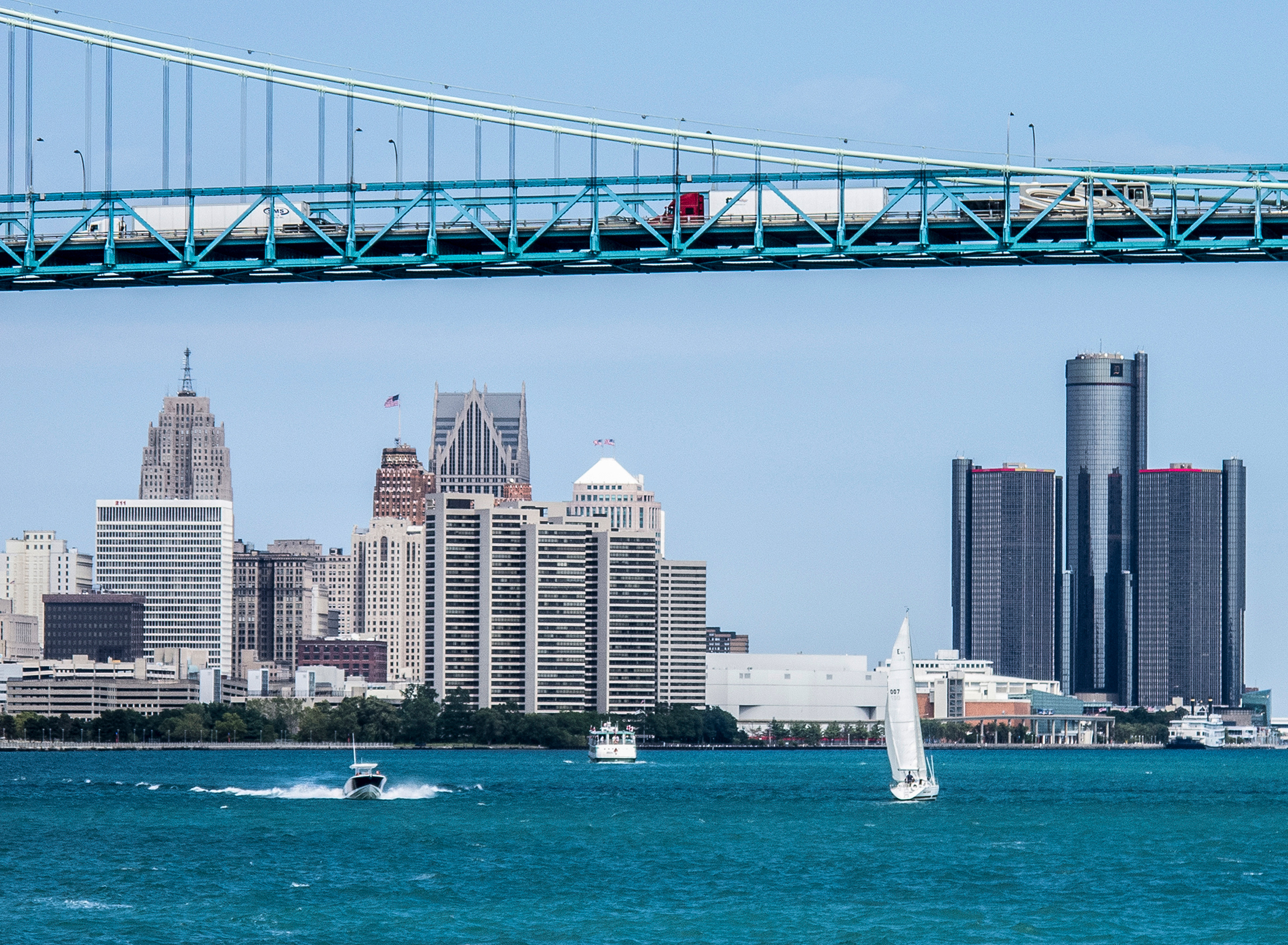 The Ambassador Bridge over the Detroit River