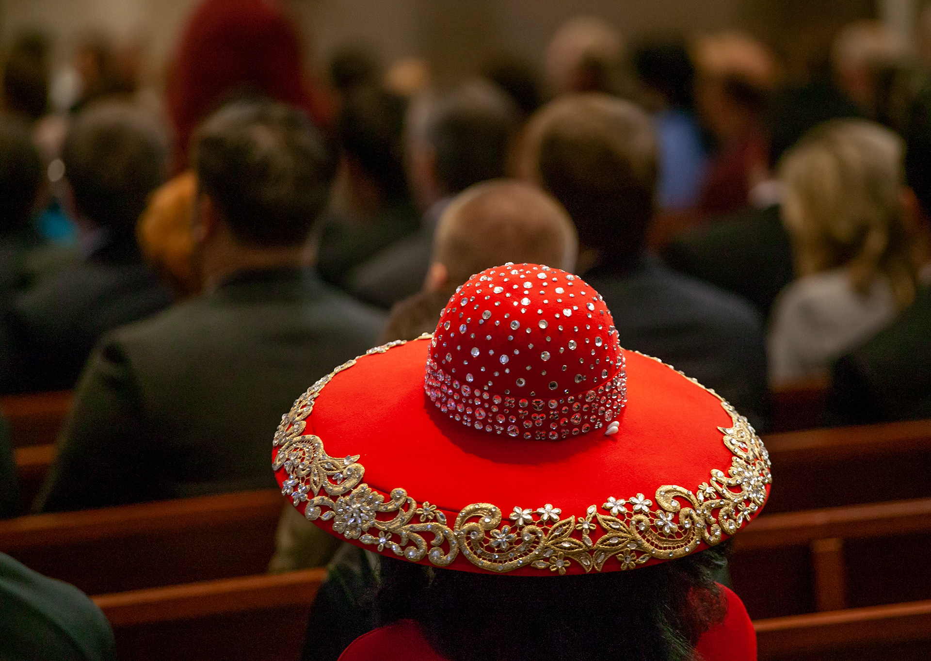 Her church hat stands out