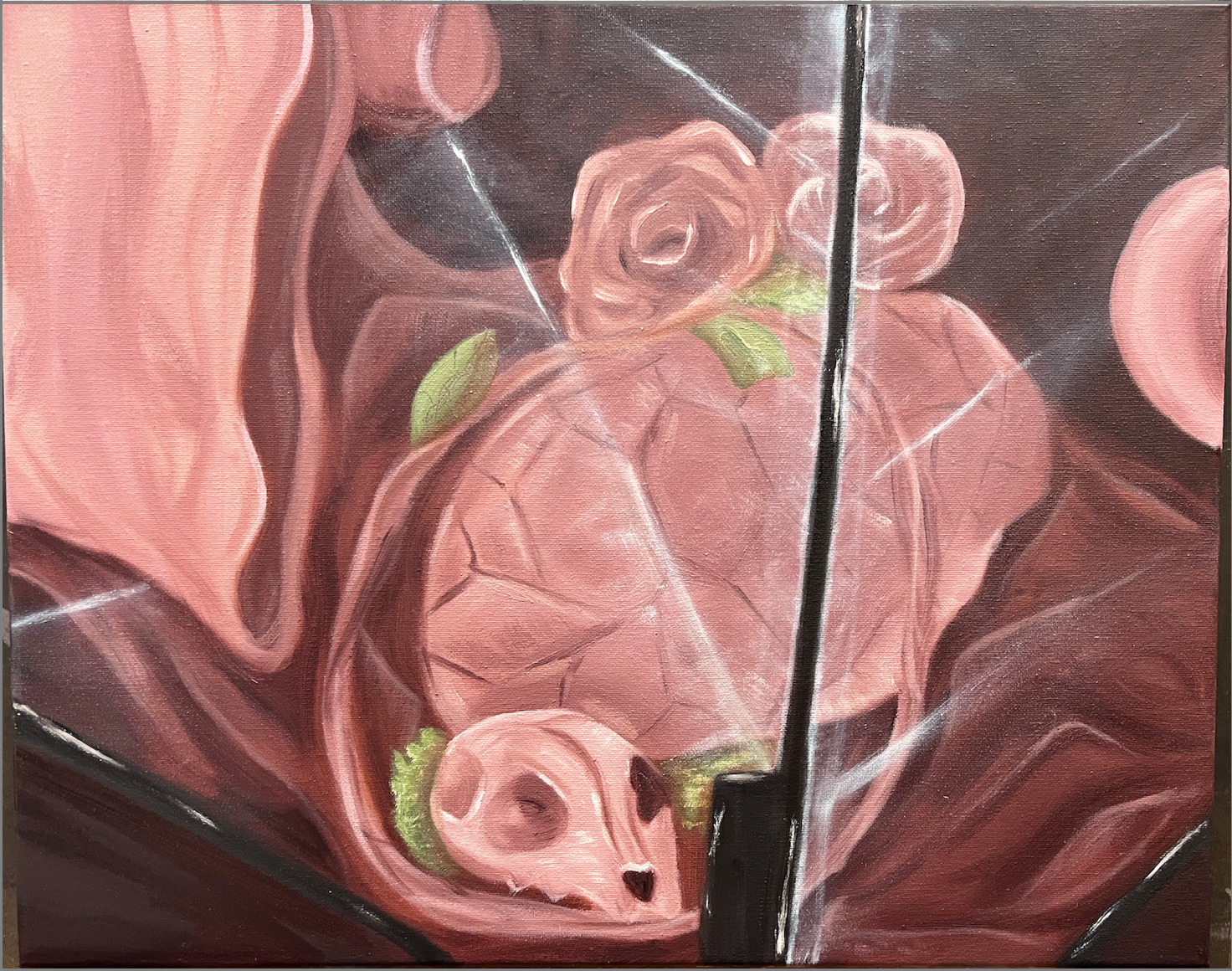 Skull in an Aquarium - Oil on Canvas, 16" x 20", 2024