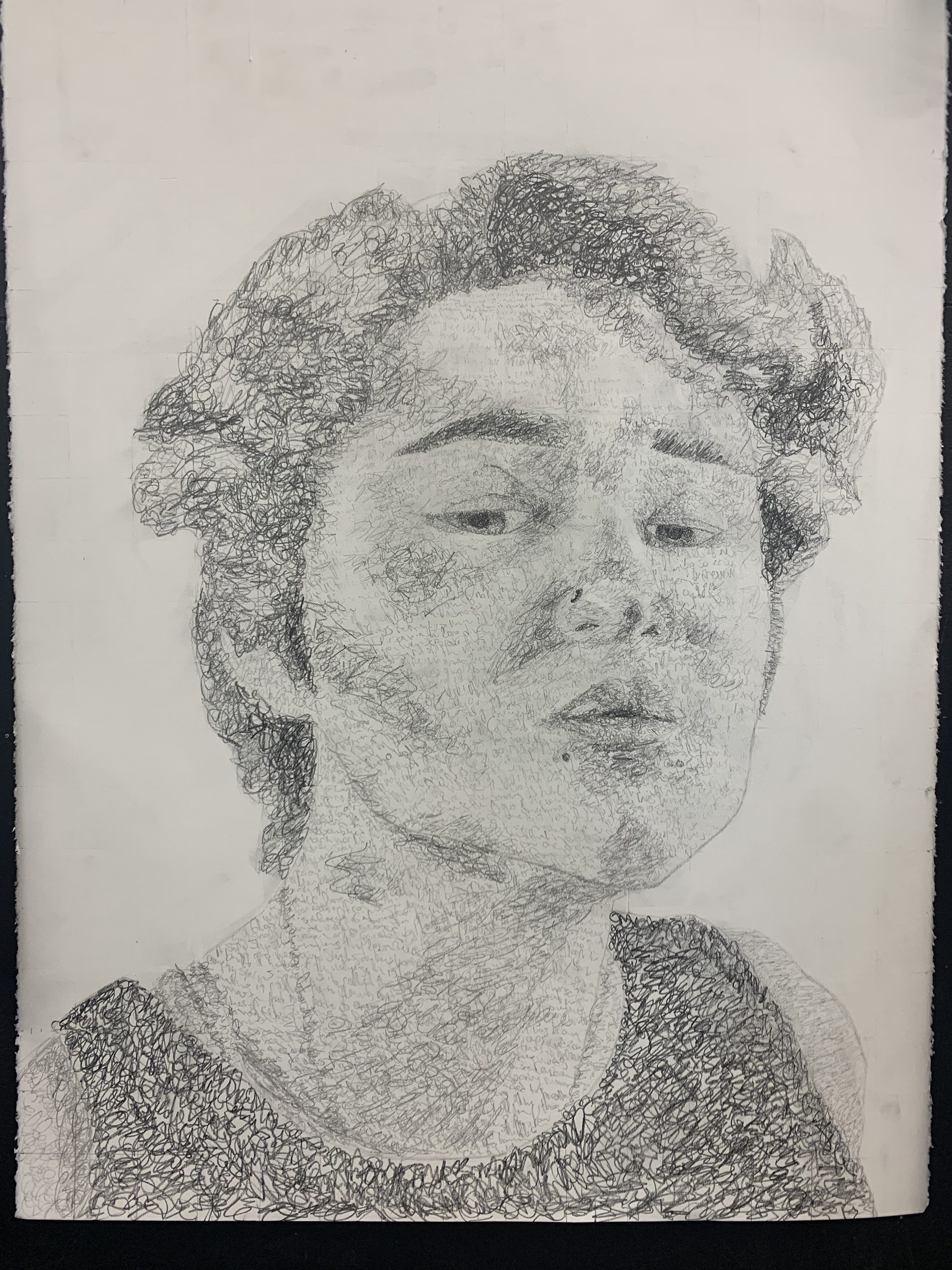 Writing Self Portrait - Graphite on Stonehenge, 18" x 24"