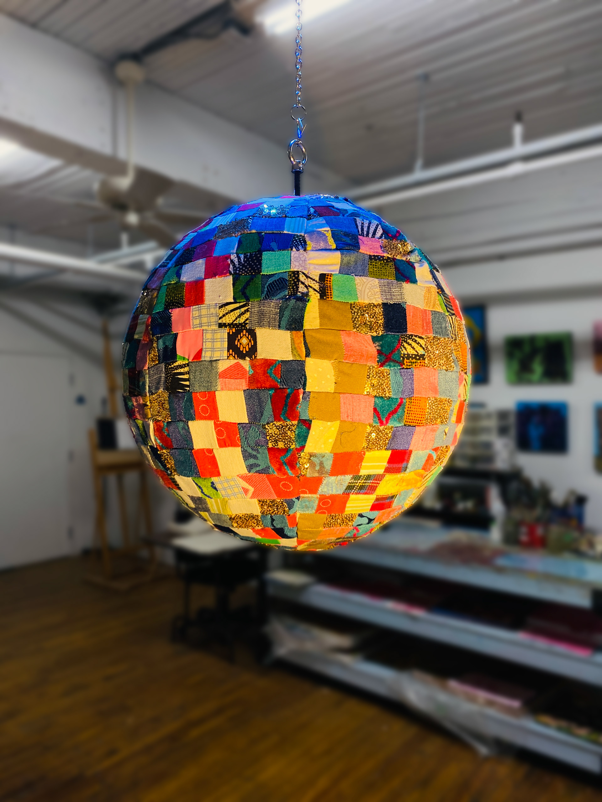 Rotation textile disco ball