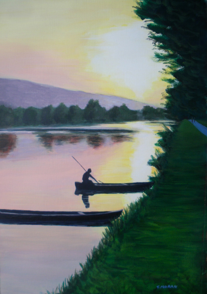River Suir Sunset 16.5" x 20.5" €300 - Original (Framed/glass)