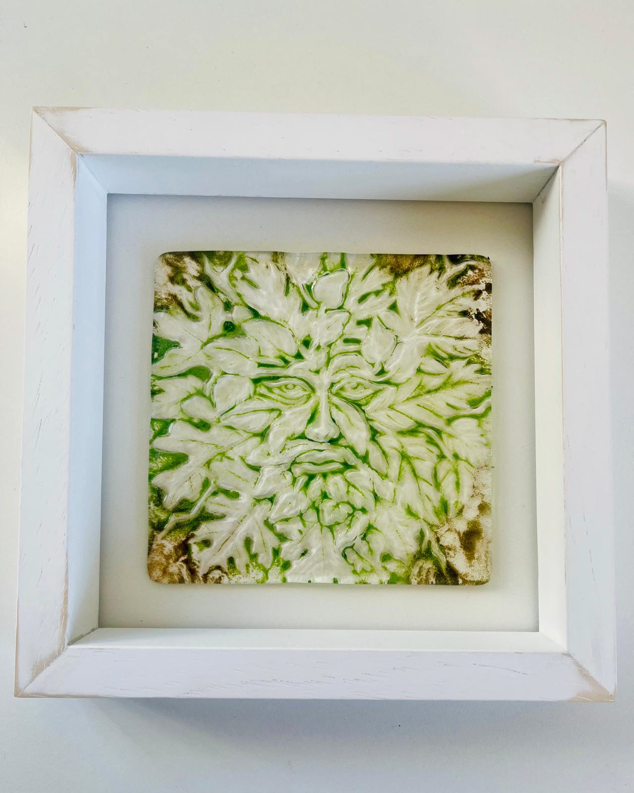 The Green Man Dimensions: Glass 6" x 6", framed 9.5" x 9.5" Price: €60