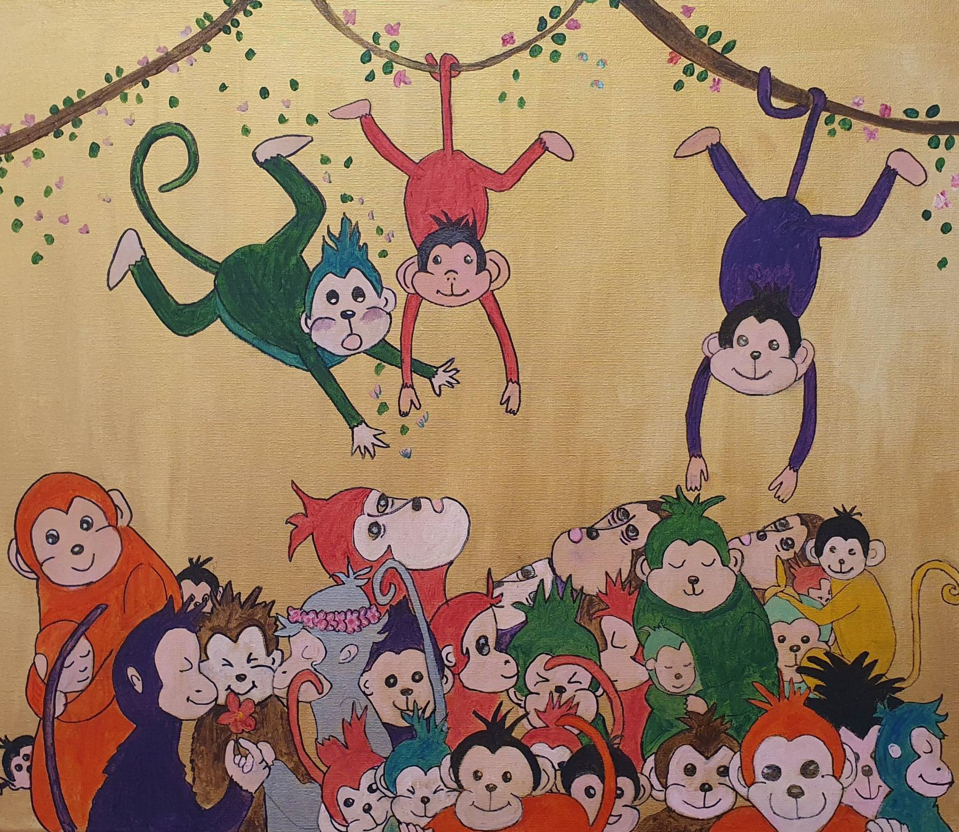 Monkeyfication - Original acrylics on canvas by Artist Debra Collins €200