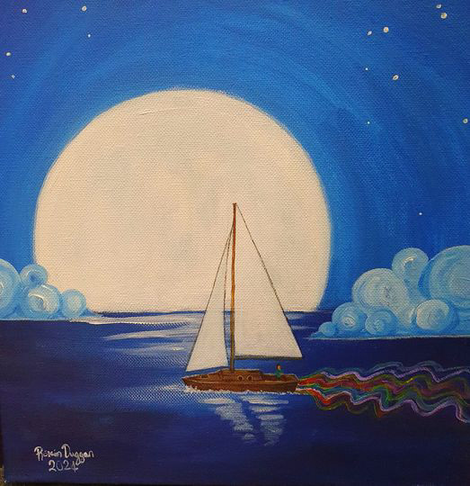 Sailboat & Moon 12" x 12" €95 (unframed)
