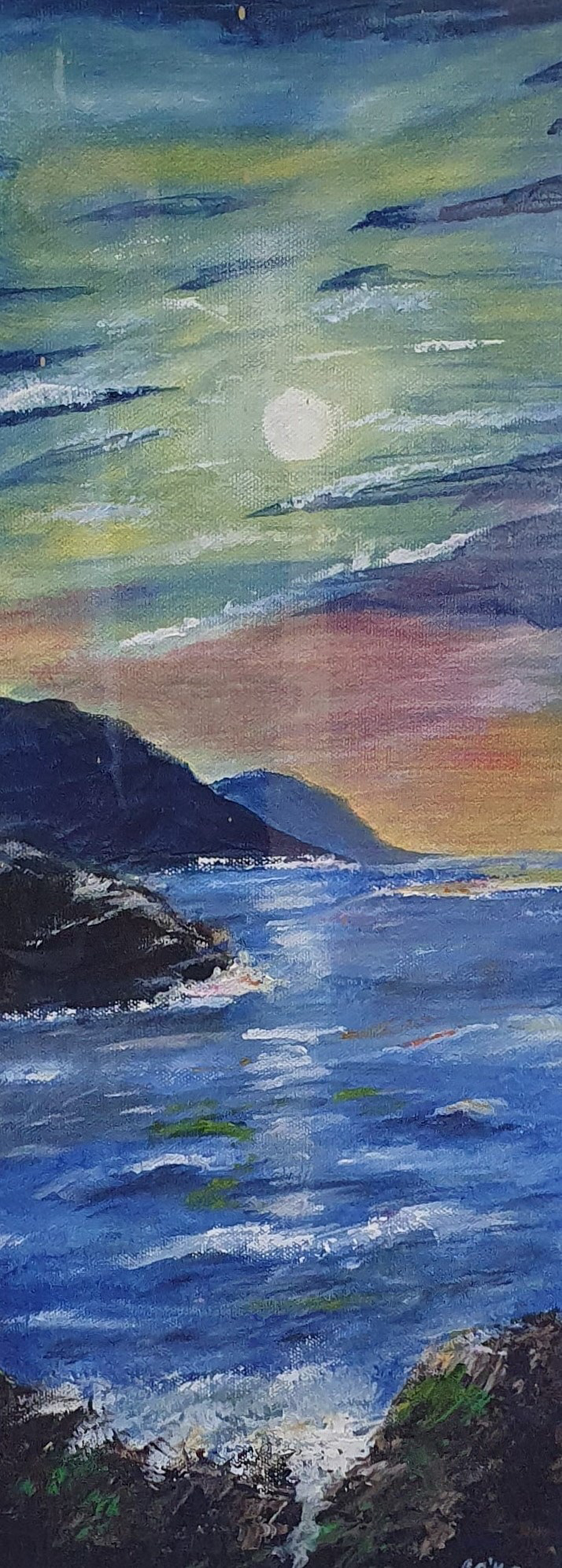Moonlit Bay, 25" x13.5", €350 (framed)