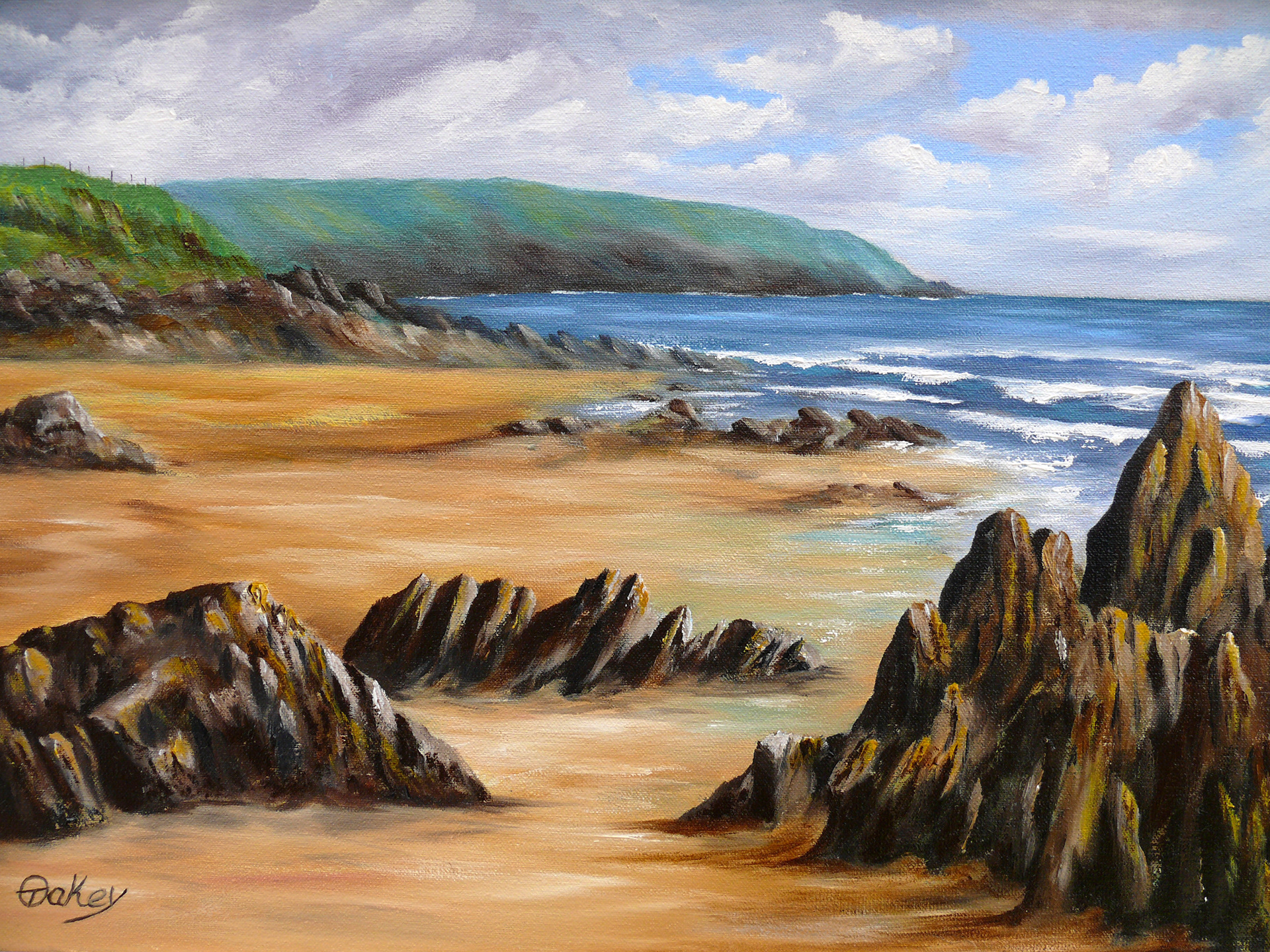 Colours of the Copper Coast. Painted en plein air, Clonea strand east.