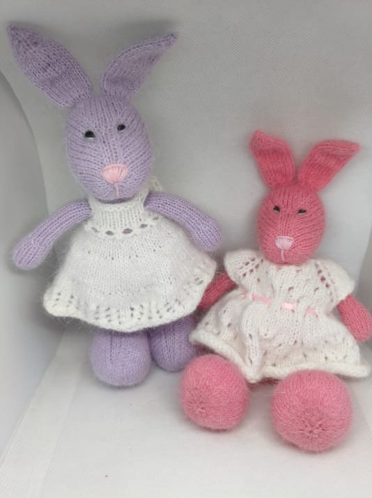 Angora Wool Rabbits (9.5"), knitted €35 ea