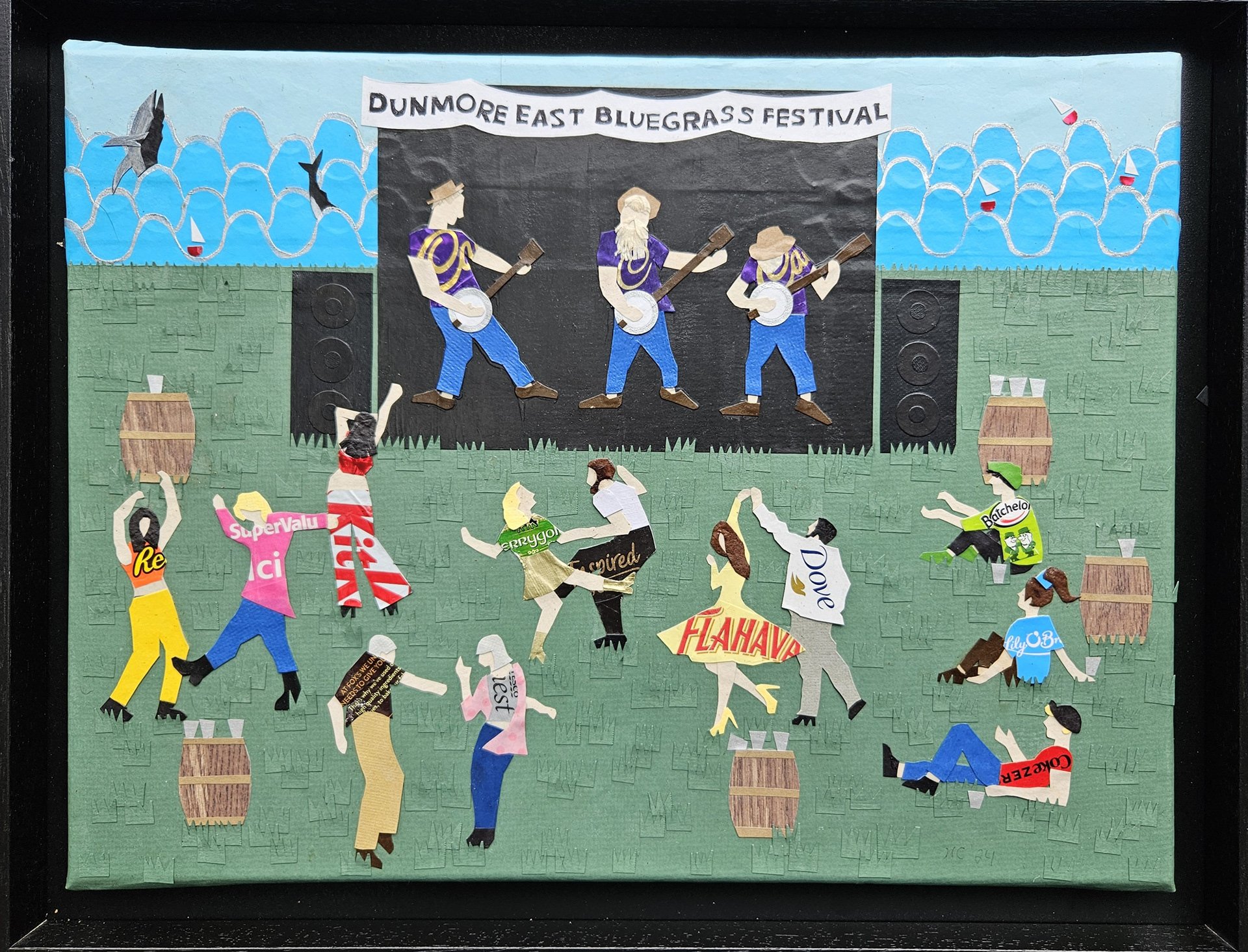 Bluegrass Banjos - 16 x 12 inches, 19 x 15 inches framed - Black Wood €120