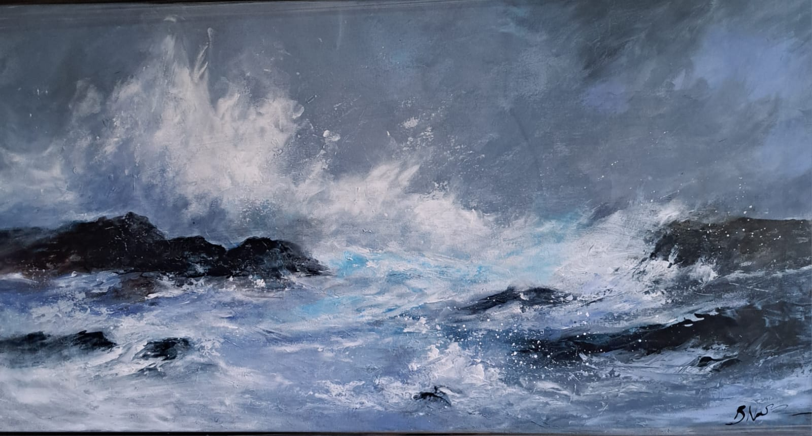 Feeling smaller 45x85cm mixed media €890 (brown framed) - SALE €625