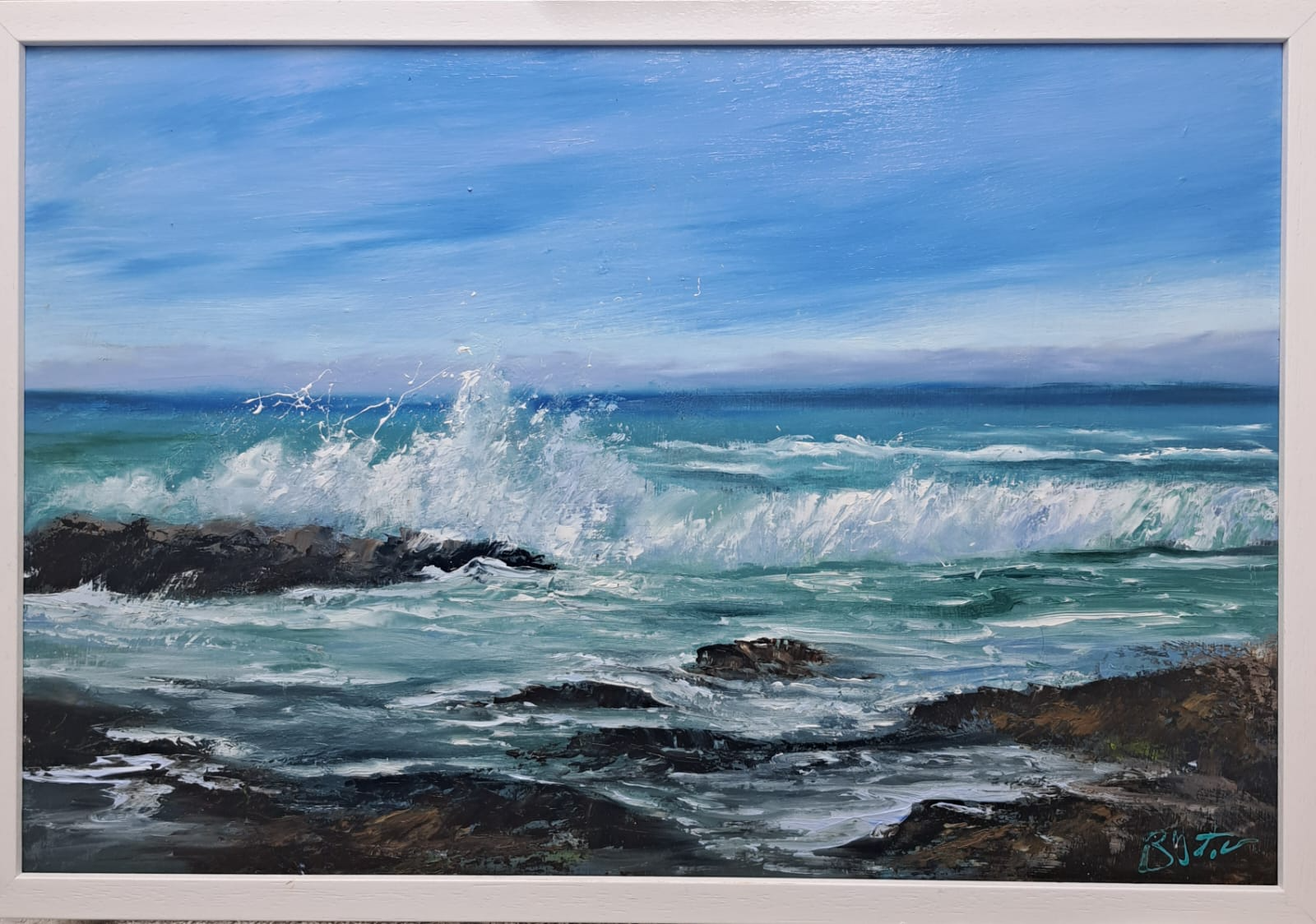 Sing to the Sea 43x63cm Oil and cold wax €590 (white frame) - SALE €415