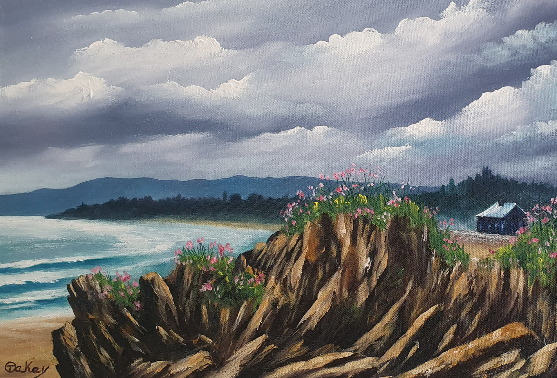 Shelter from the storm, Clonea Strand 16.5" x 12.5" €250 (Framed)