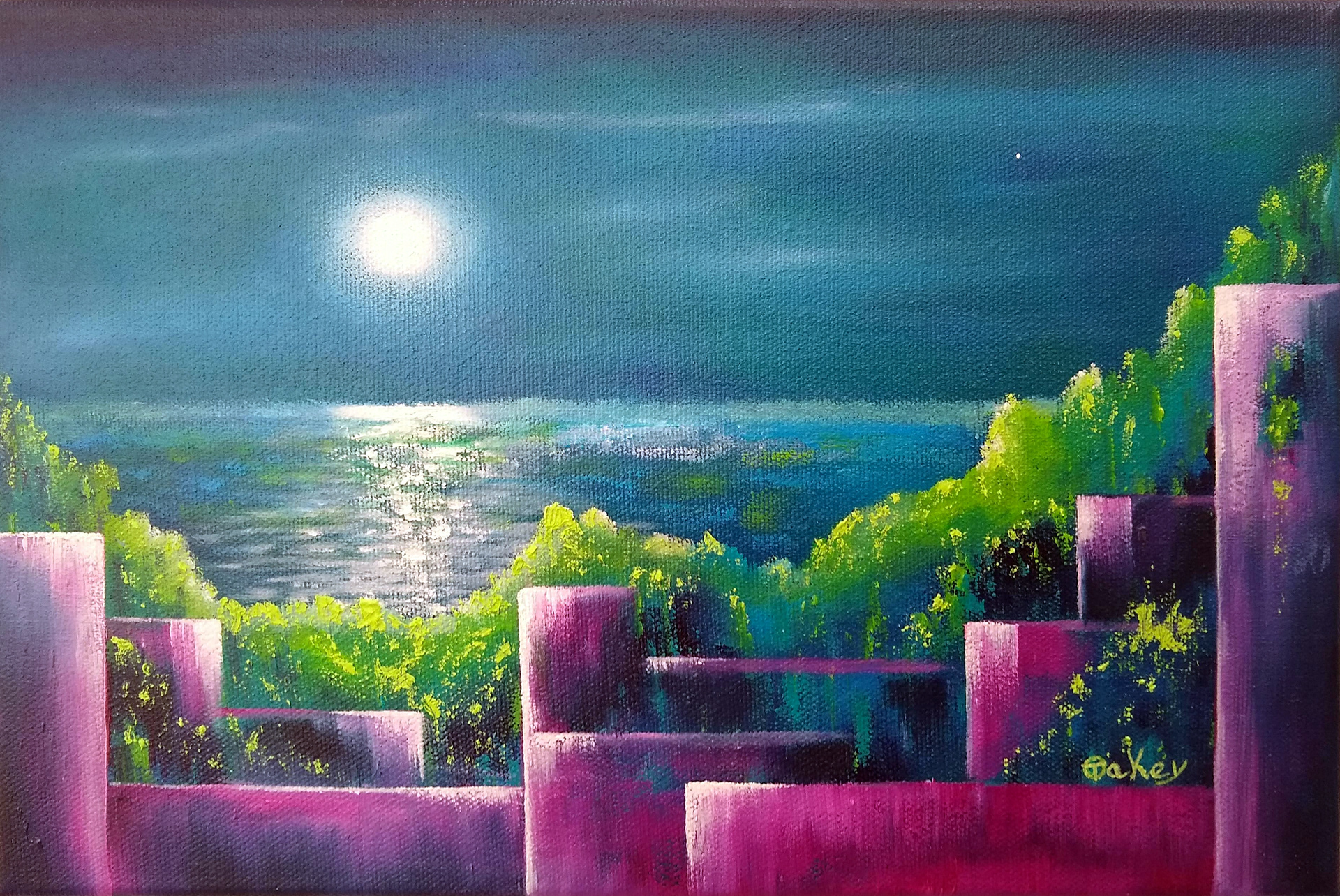 The night is young.  Moonlight at Tra na Mho near Bonmahon.
