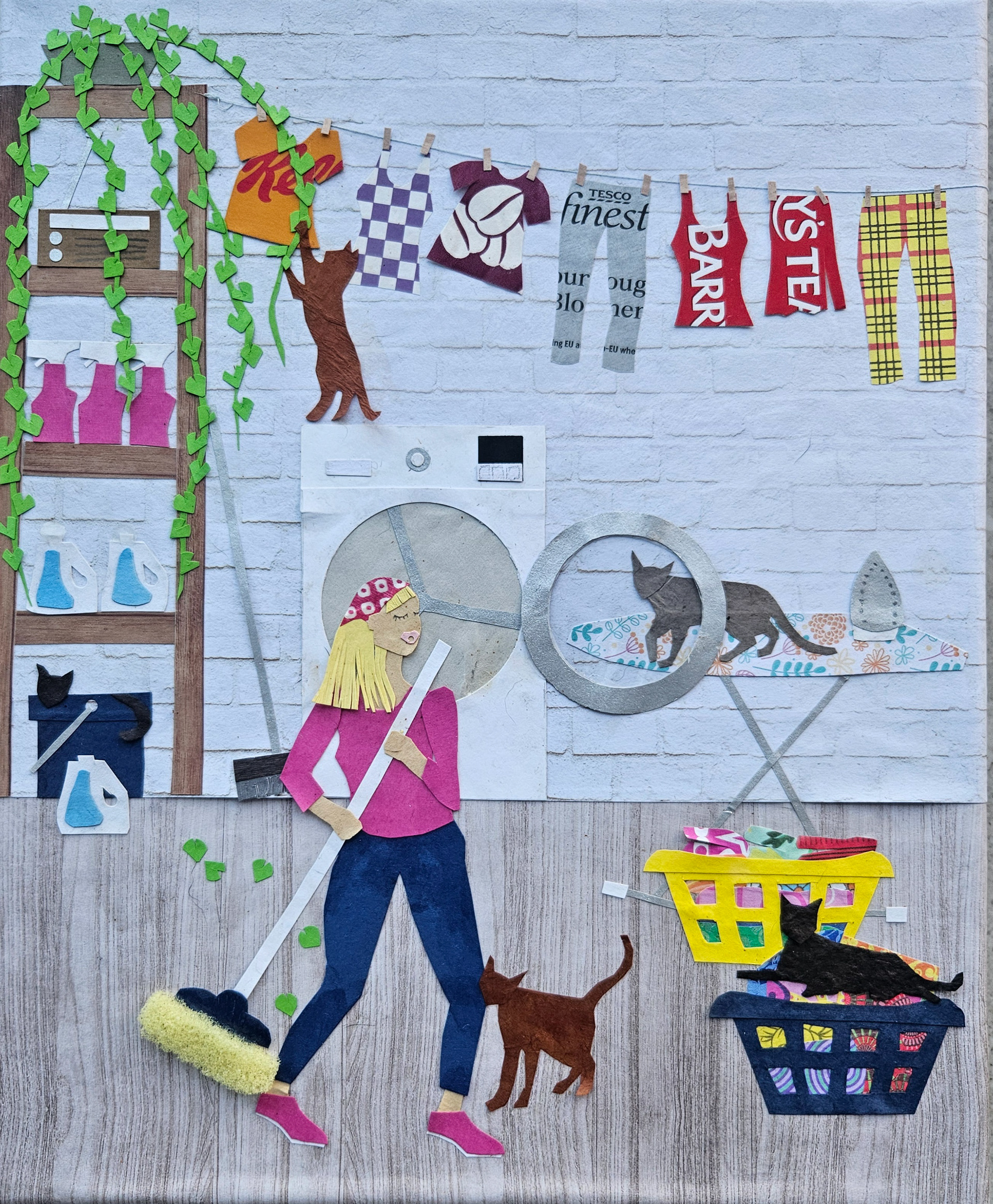 Crooning, Cleaning and Cats  10" x 12" - €75 unframed