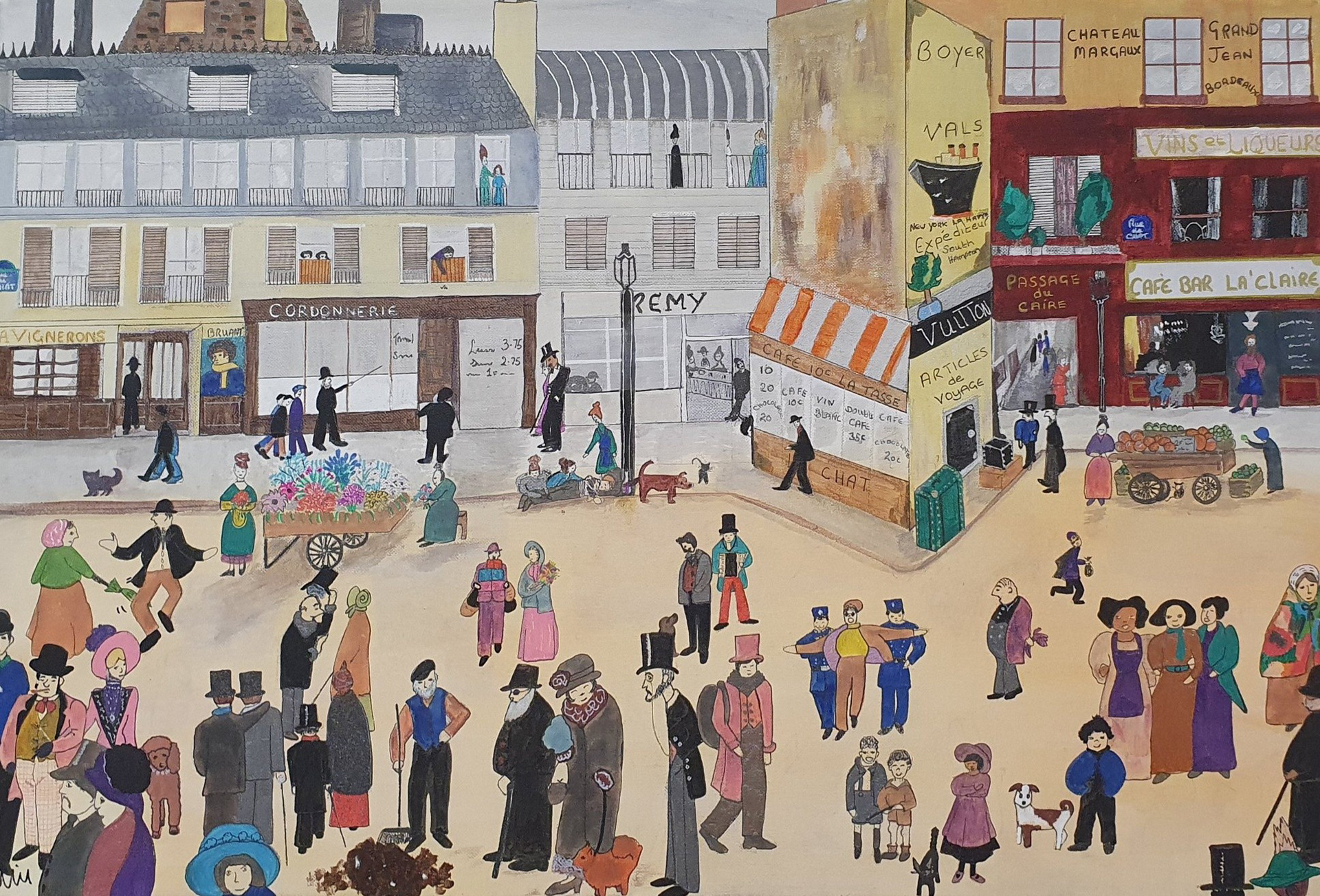 "La place du Marché" Original acrylics on canvas by Artist Debra Collins €300