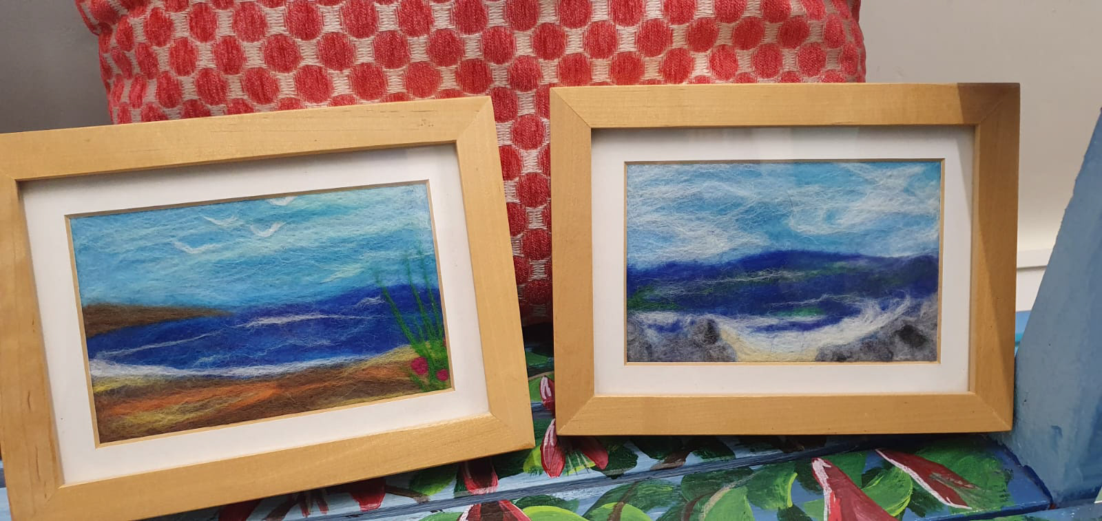 Felting seascape art , 8" x 6" framed - Price: €30 ea of 2 for €50