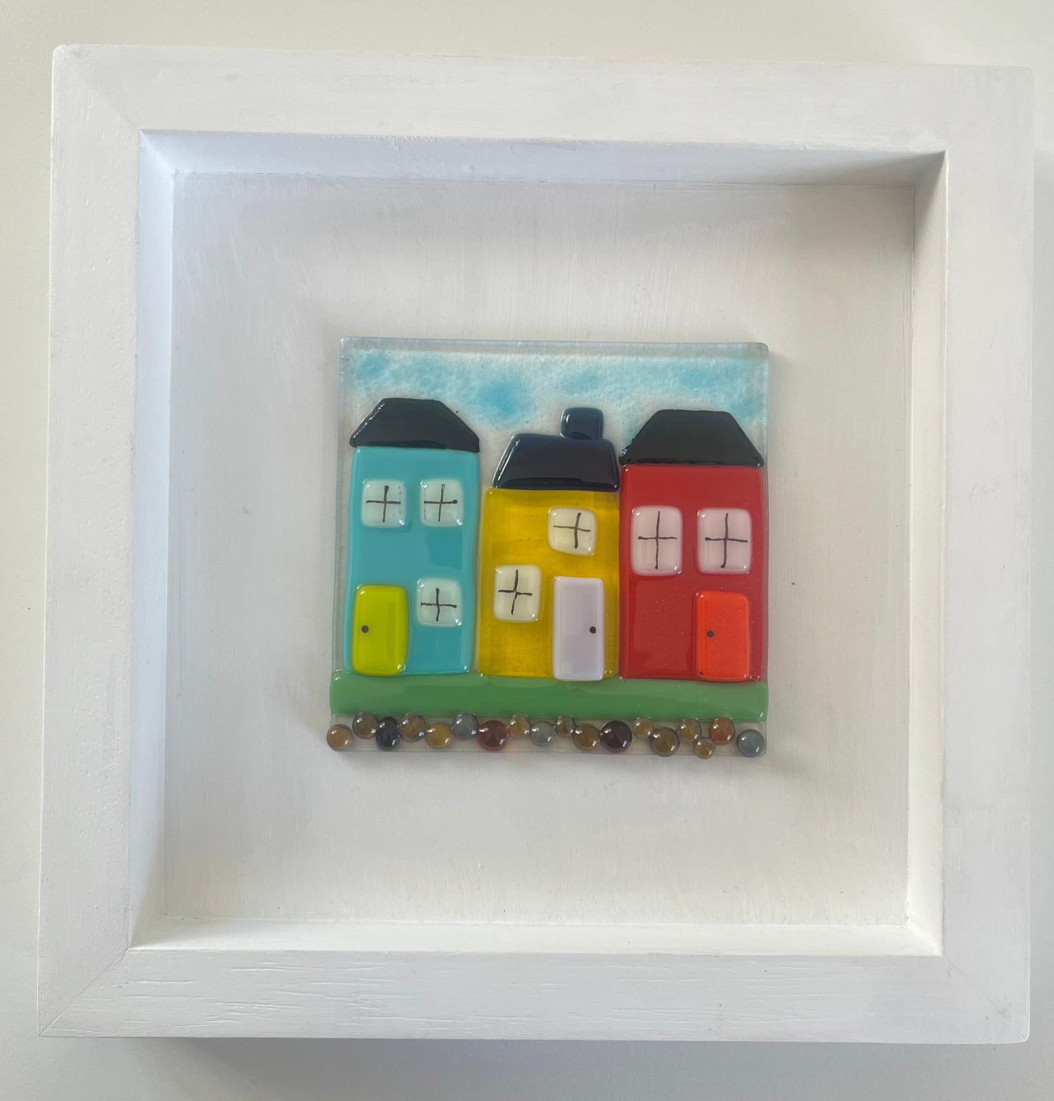 Rainbow Road Dimensions: Glass 4" x 4", framed 9.5" x 9.5" (handcrafted wooden frame). Price: €45