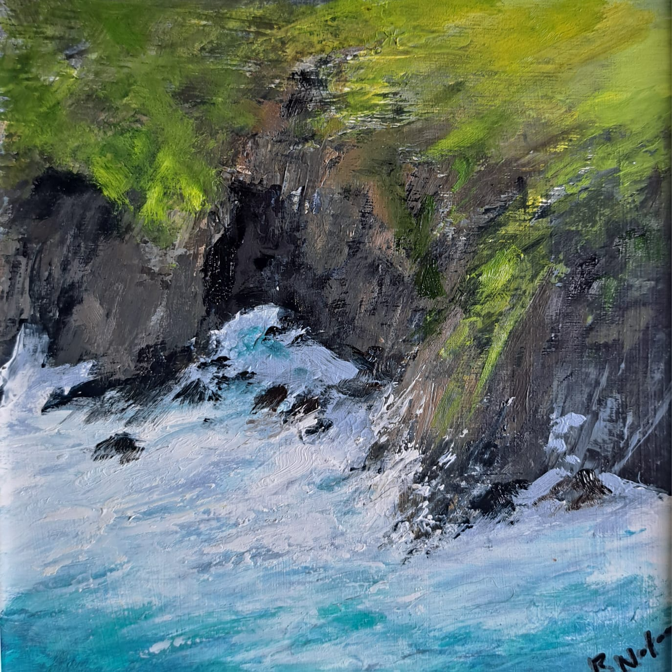 SOLD - BN012 Offshore I 23x23cm Oil on panel €100