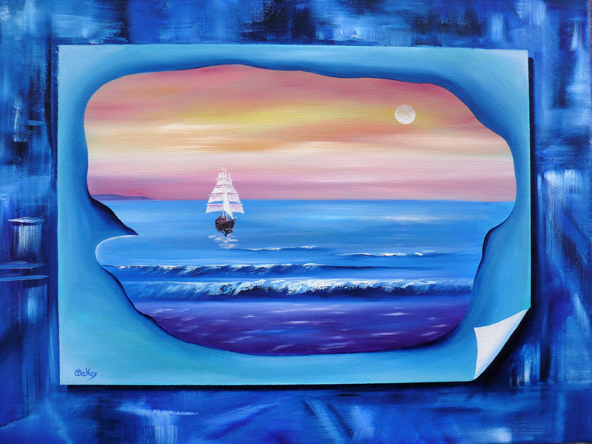 The Sun makes way for my friend the Moon. Inspired by the Tall Ships race leaving Dunmore East.