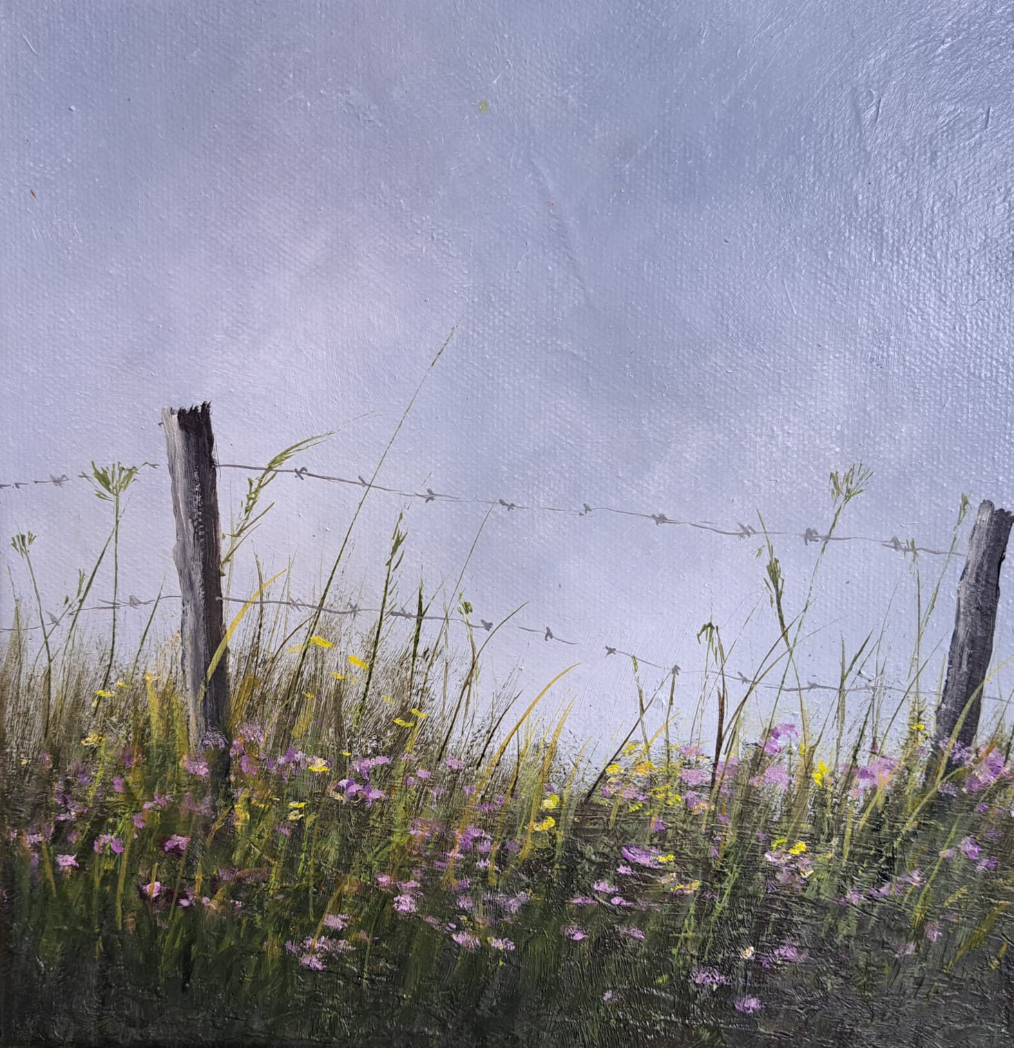 SOLD - Country Meadow, 8"x 8" Canvas - €250, framed