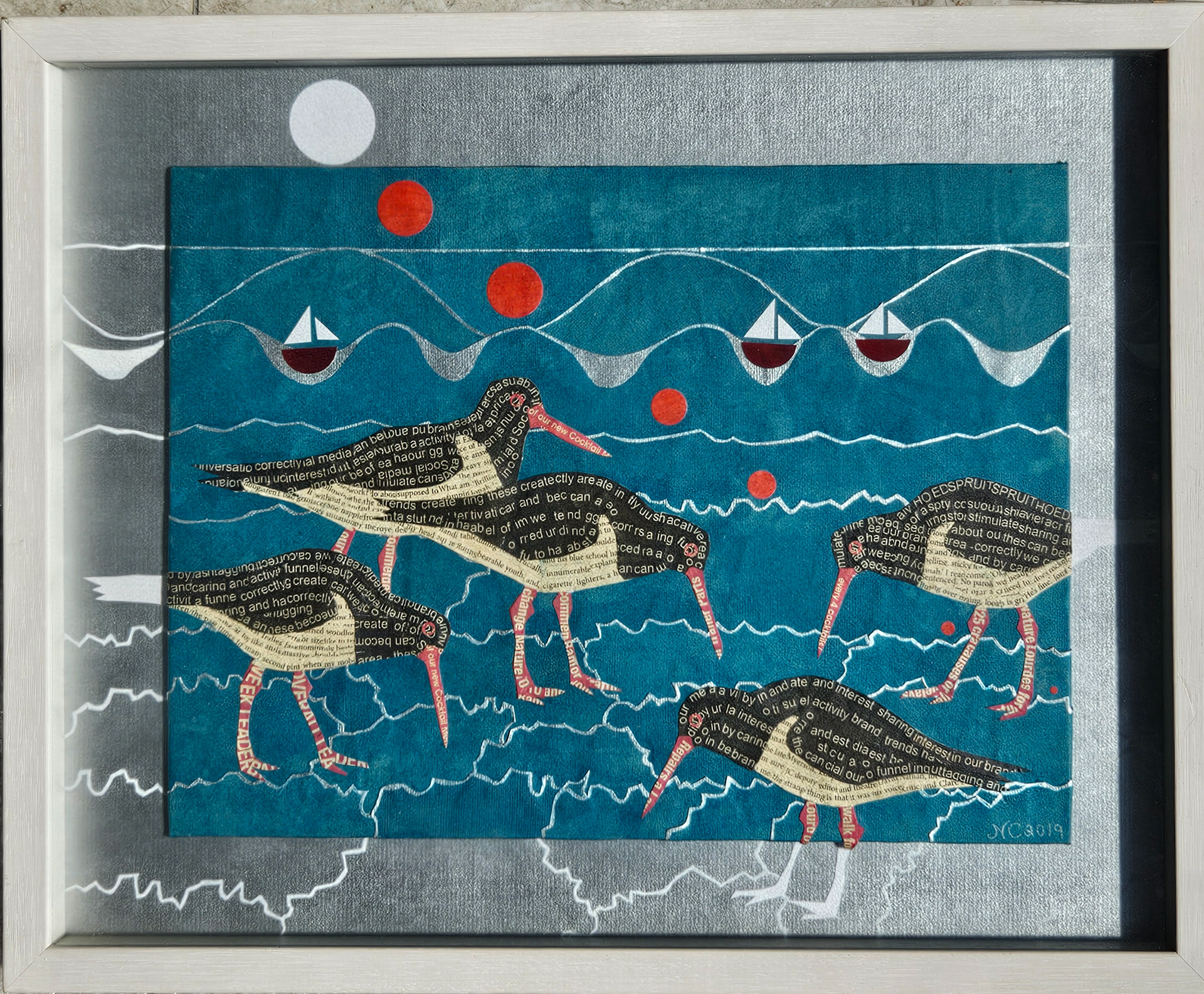 Boats and Birds at Bunmahon, 21" x 17", Framed with glass - €150