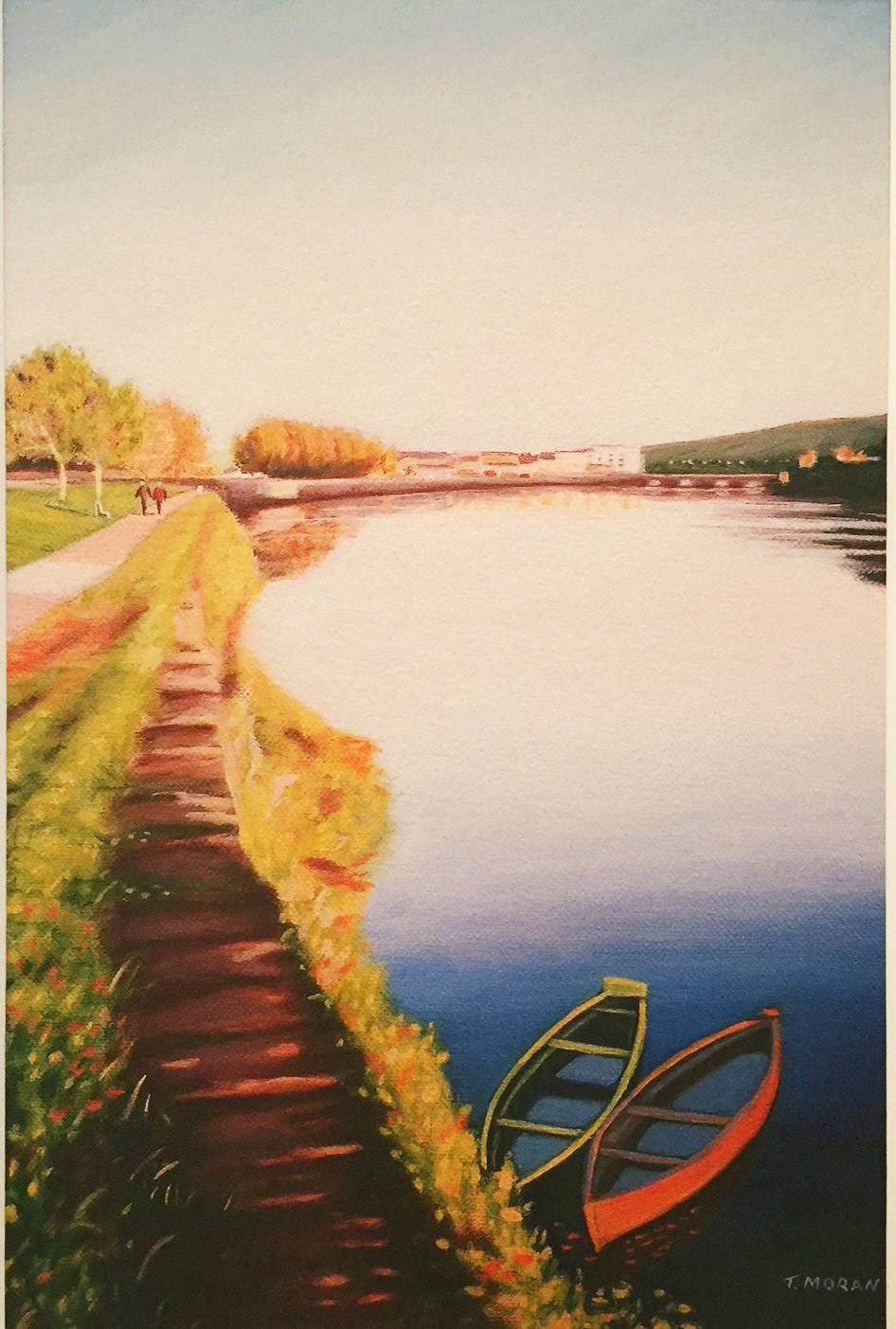 Cots on the River, mounted, white frame 9" x 11" (AP/I )-€70me