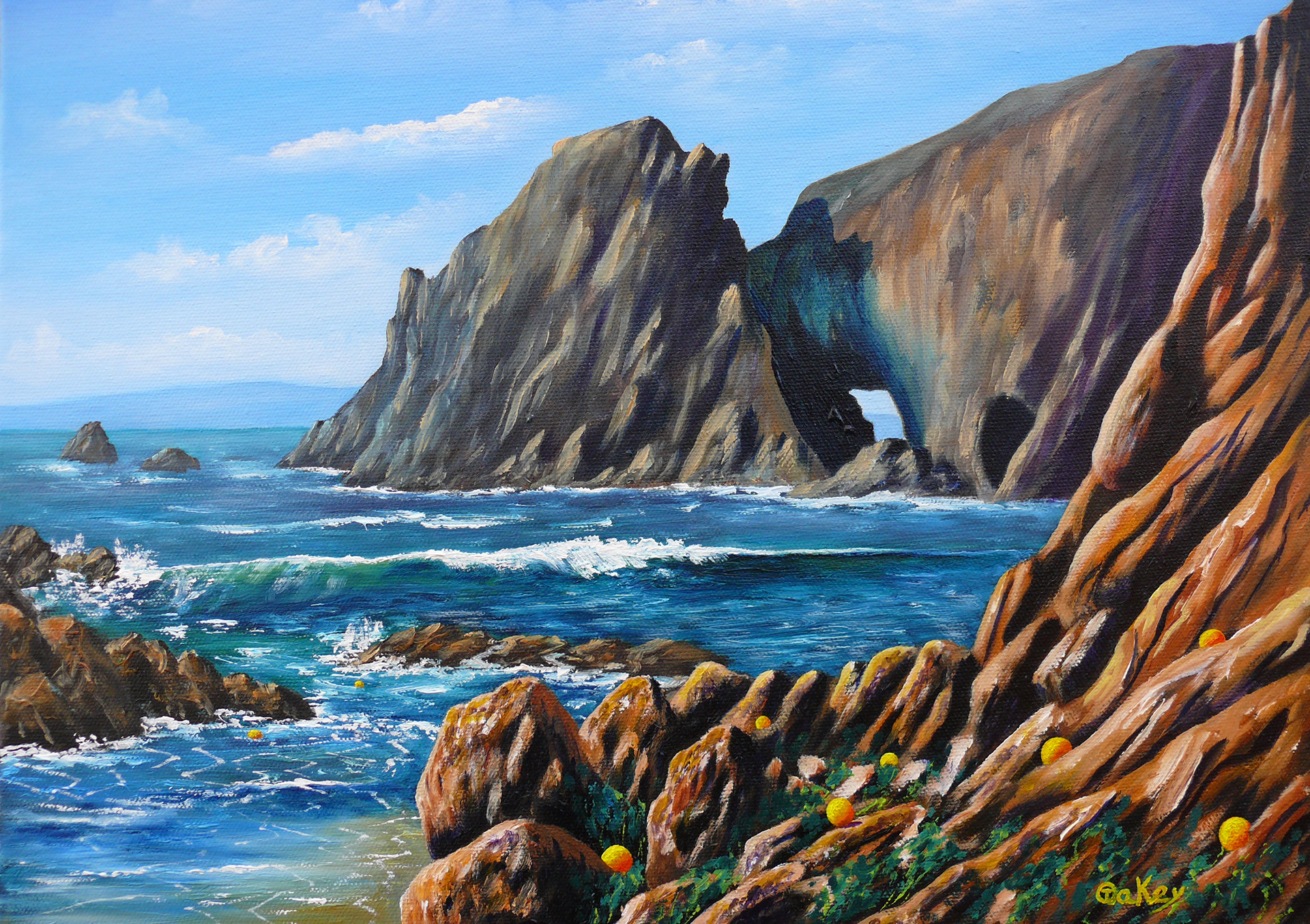 Vitamin sea. Painted en plein air on Kilfarassey beach after thousands of oranges were washed overboard somewhere.