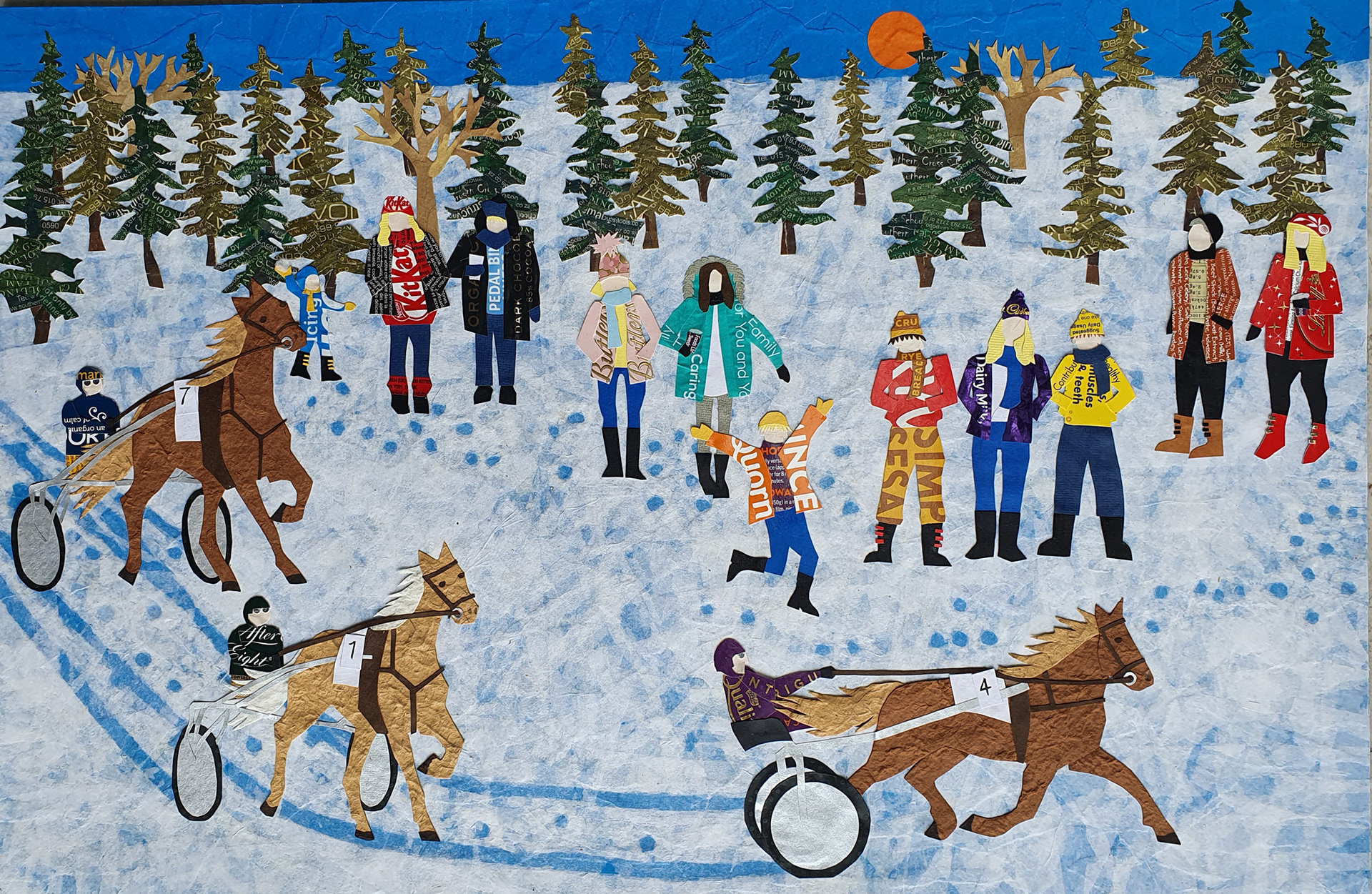Dashing through the snow - 24 x 16 inches, 21 x 29 inches, framed - White Wood and glass €175