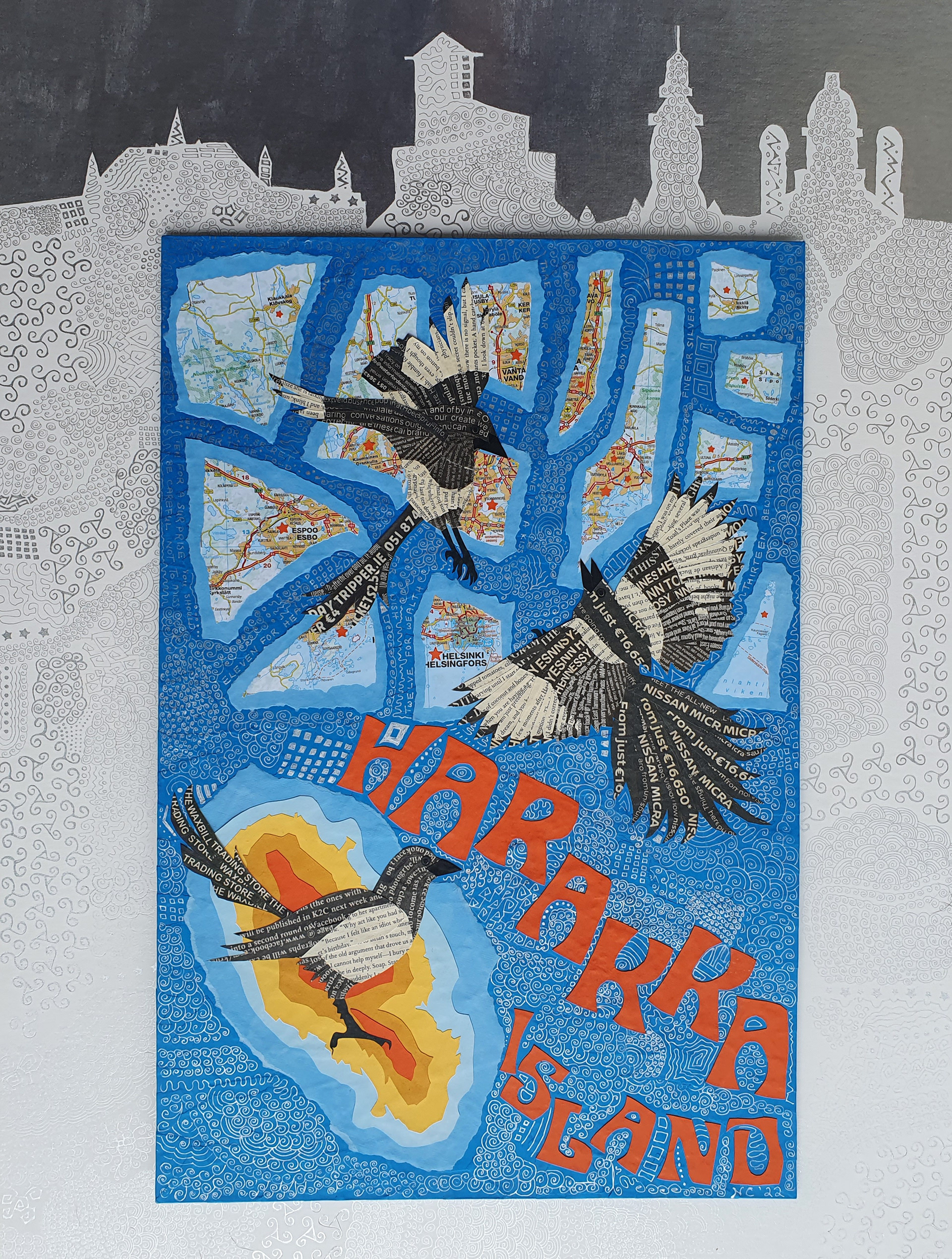 Magpie Island (Harakka Island) - 16 x 24 inches, 25 x 33 inches framed - White Wood and glass - €175