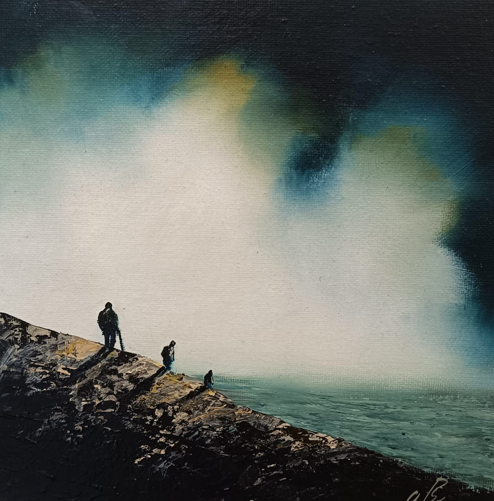 The Descent, Canvas 8" x 8", Framed 14" x 14" €250