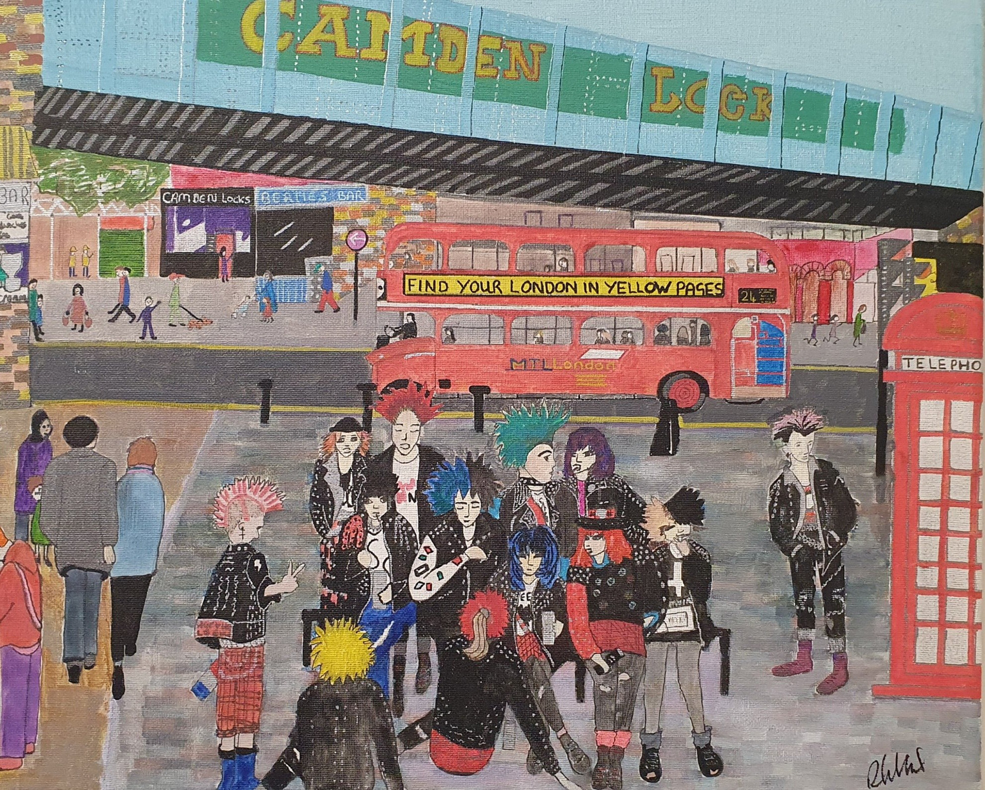 Camden Lock Original acrylics on canvas by Artist Debra Collins €200