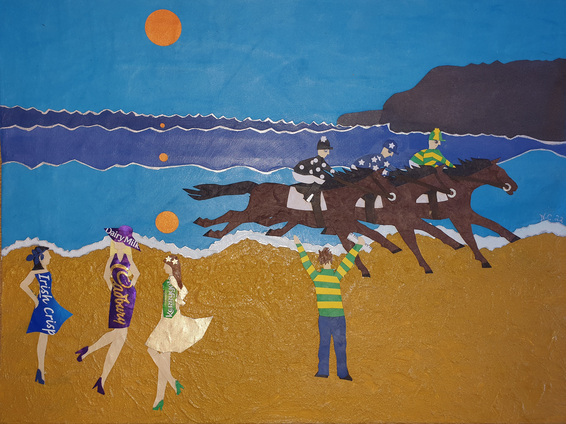 Ballybunion races - 24 x 16 inches, 21 x 29 inches framed - White Wood and glass €175.