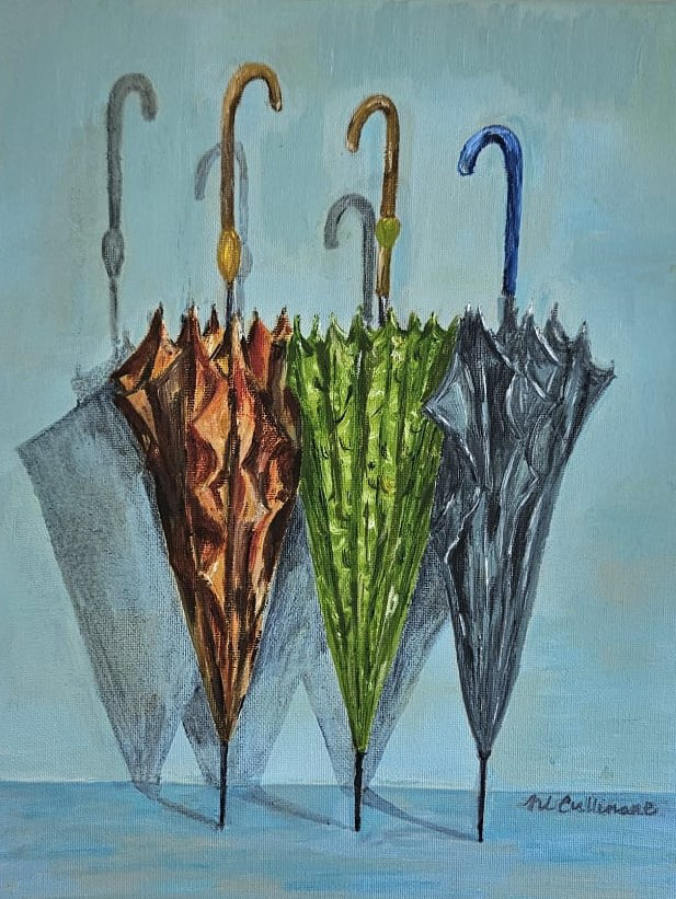 umbrellas original oil, 11" x 14", Framed 17" x 20" - €275