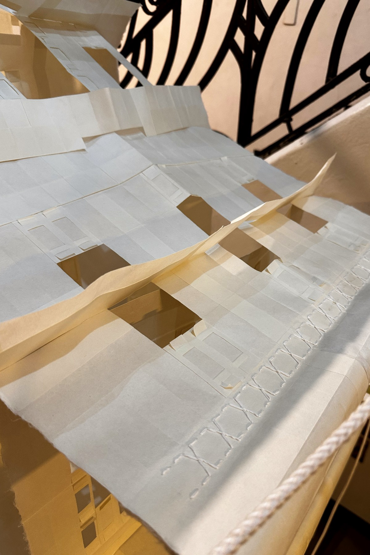 Octagonal running stitch inspired by the Art Deco Heritage Site, specifically The Dome (6th floor)