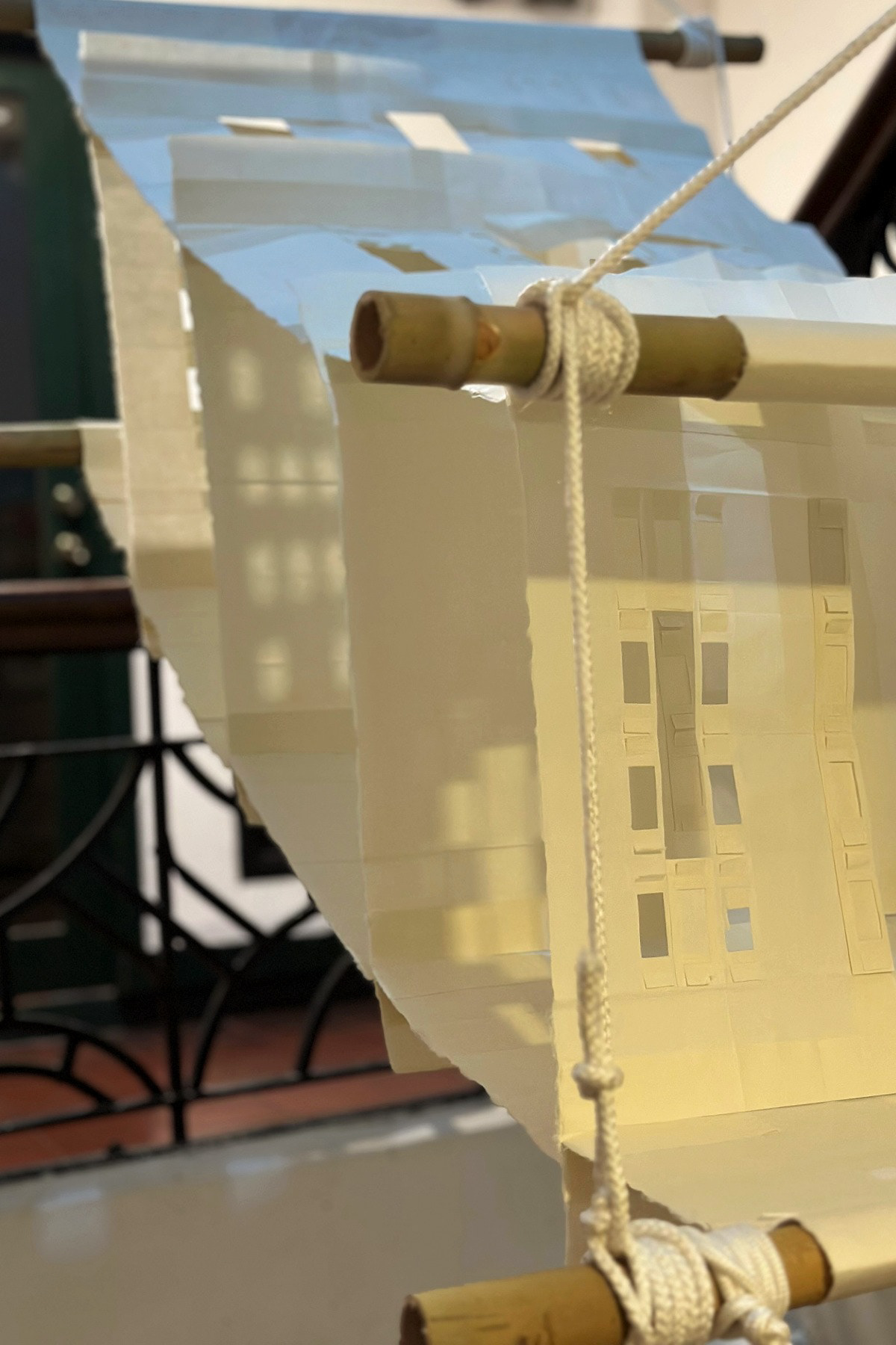 Play of light and shadows amongst the paper panels from natural lighting