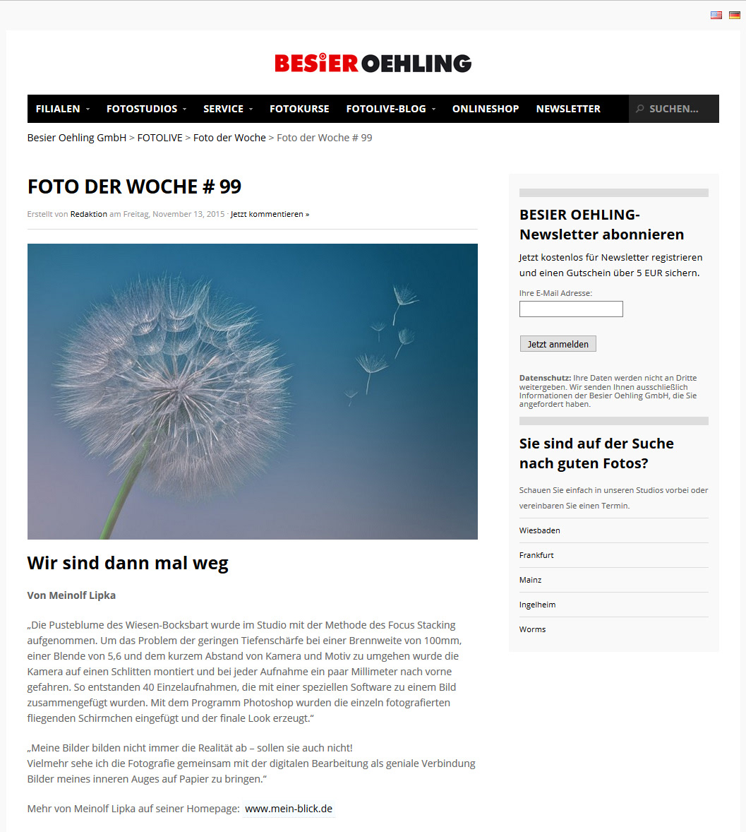 13.11.2015  Internet Besier Oehling FOTOLIVE Blog  Foto der Woche     	