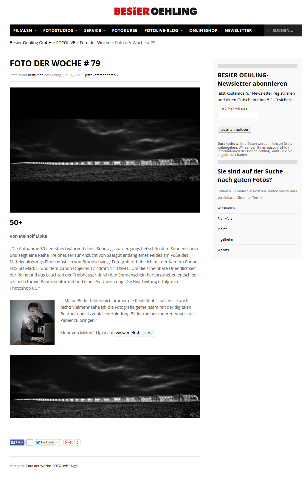 26.06.2015  Internet Besier Oehling FOTOLIVE Blog  Foto der Woche