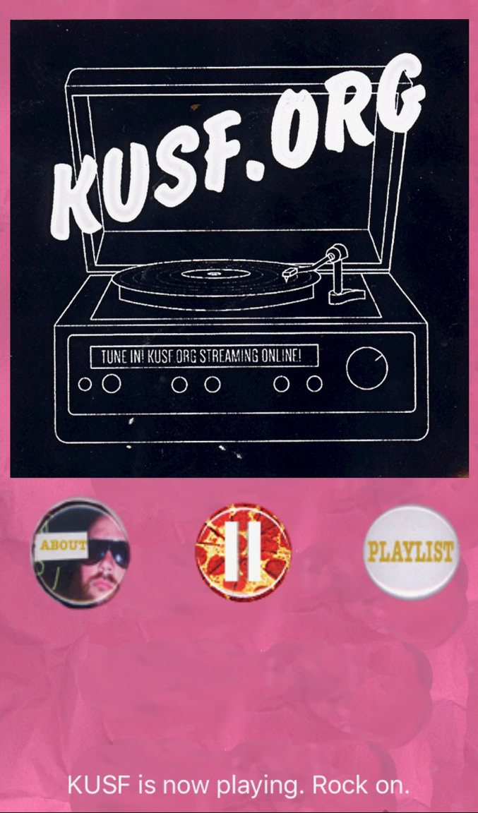 KUSF wasn't always online. From 1963-2011 they were a non-commercial FM radio station. They did not launch their app until Fall 2015, my first undergraduate semester at USF. I took the opportunity to assist them in designing the app's first edition. As you can see, it was pretty rough and basic.