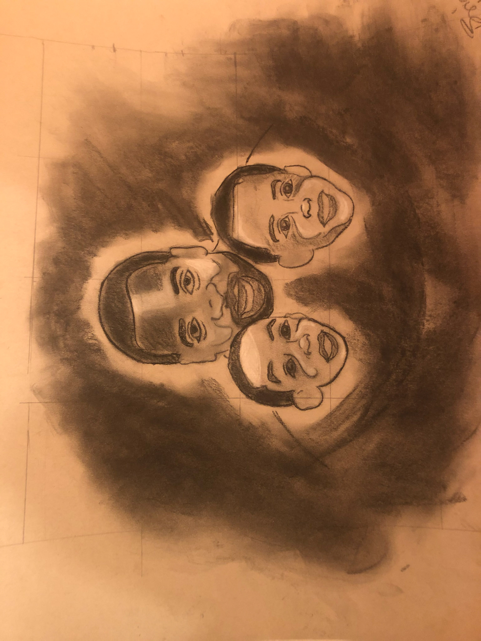 Father & two sons(Charcoal)