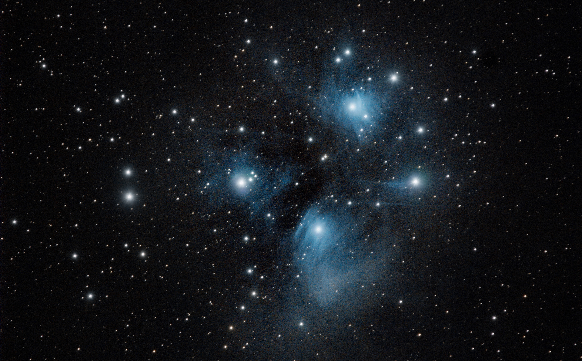 The Pleiades Star Cluster (M45), 444 light-years away