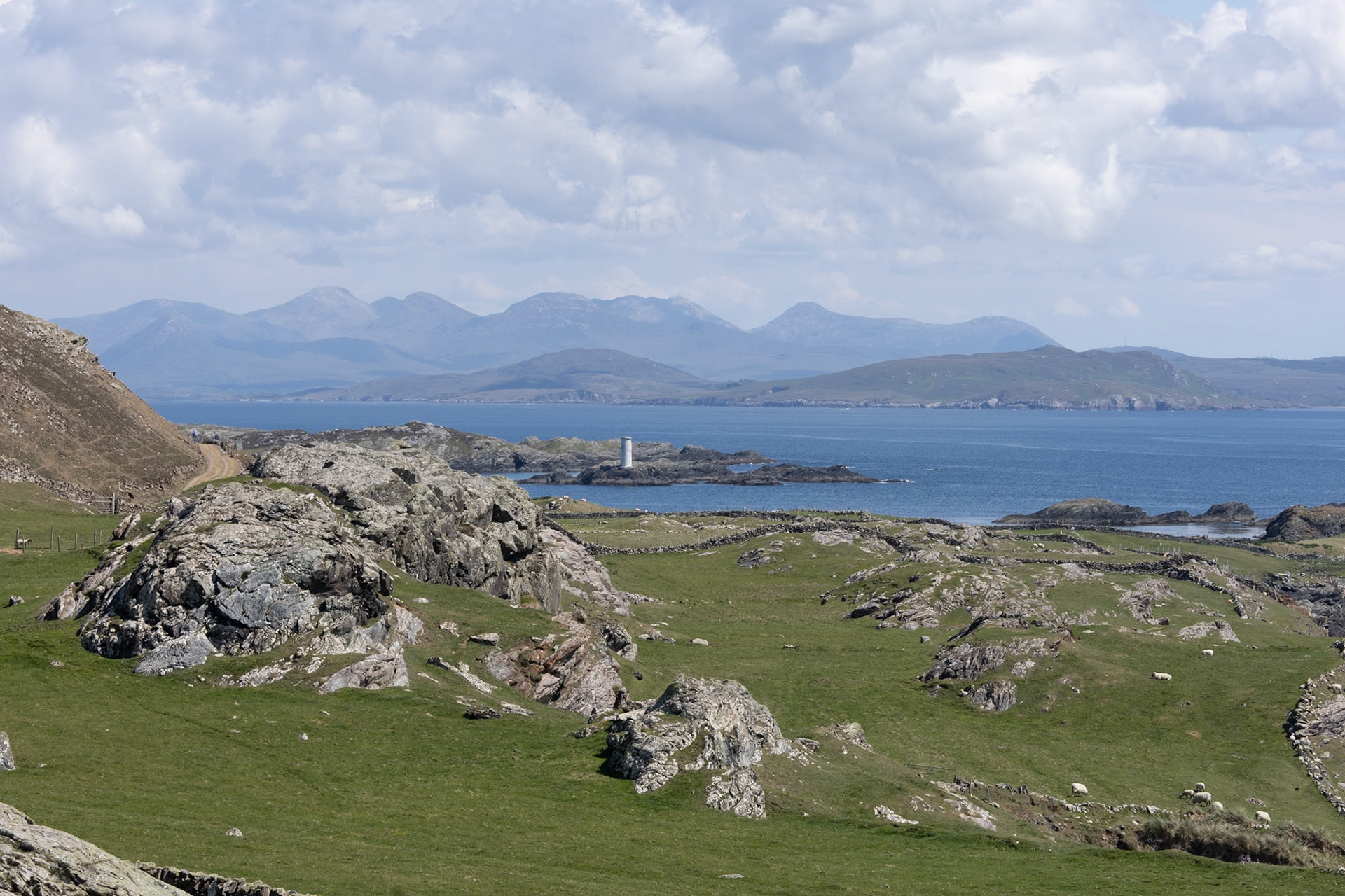 Towards the Connemara hills from Inishbofin