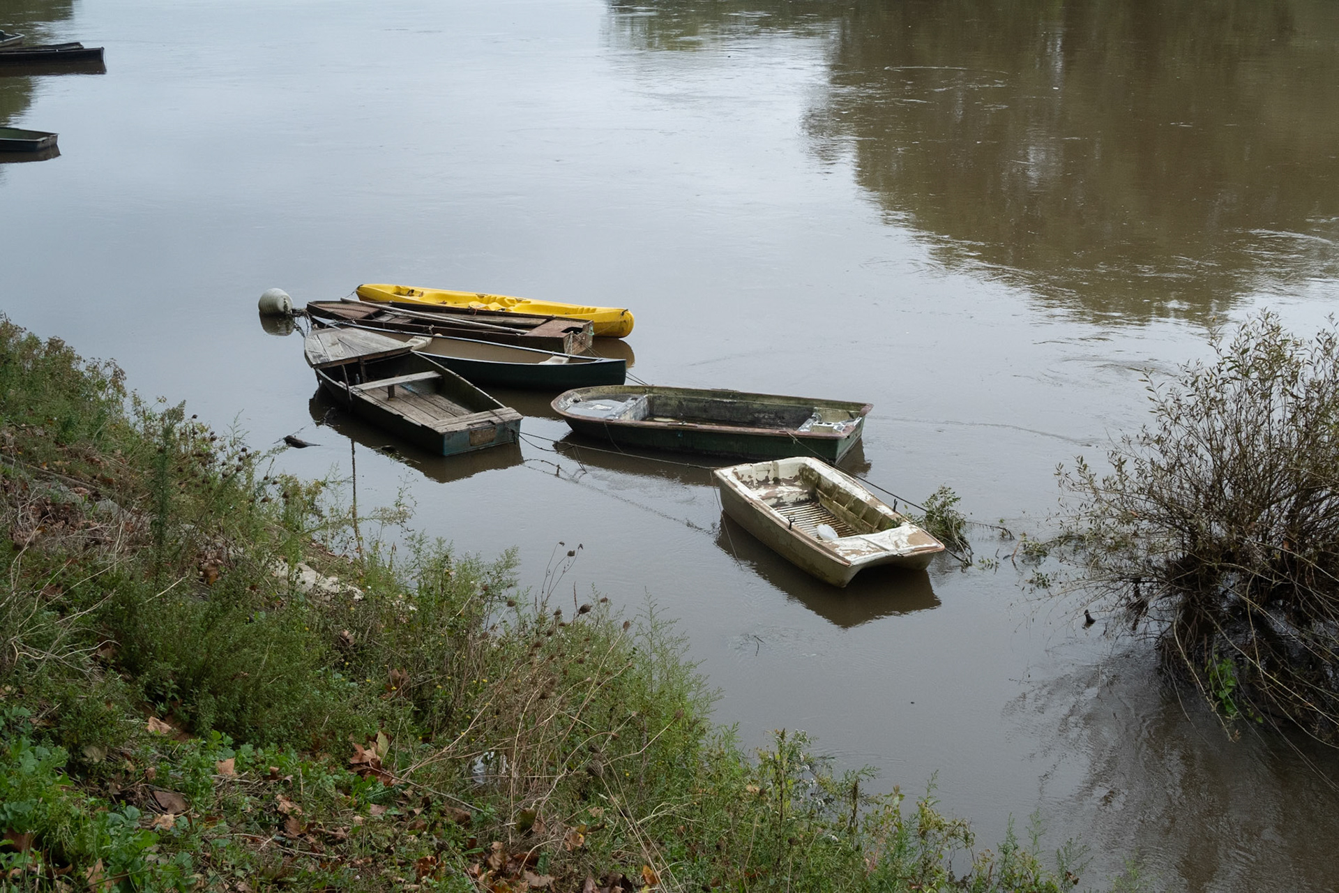 Boats at rest in Vienne at Chinon