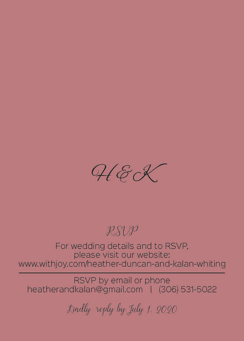 Wedding Invite (back)