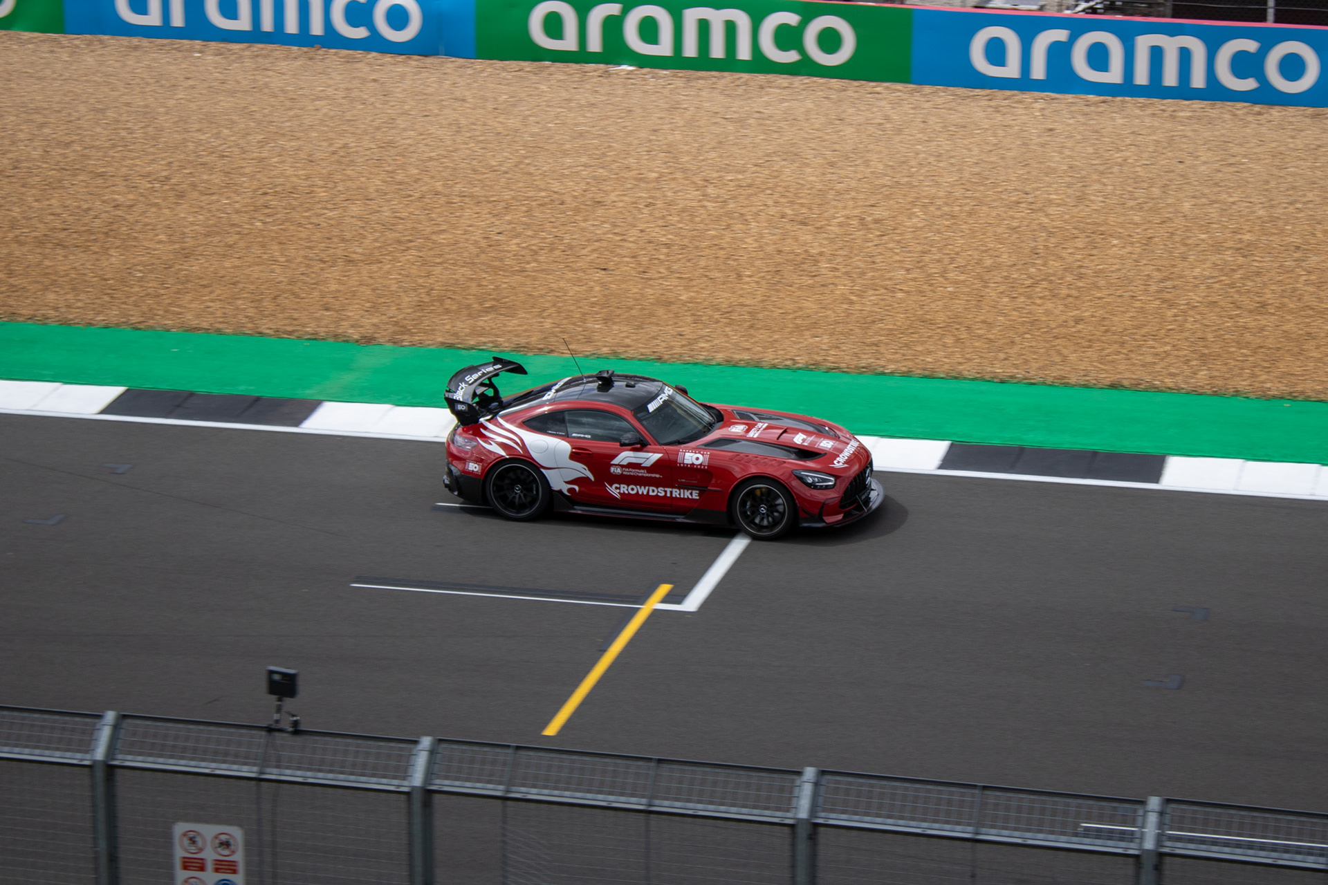 The F1 Safety Car on track at Silverstone