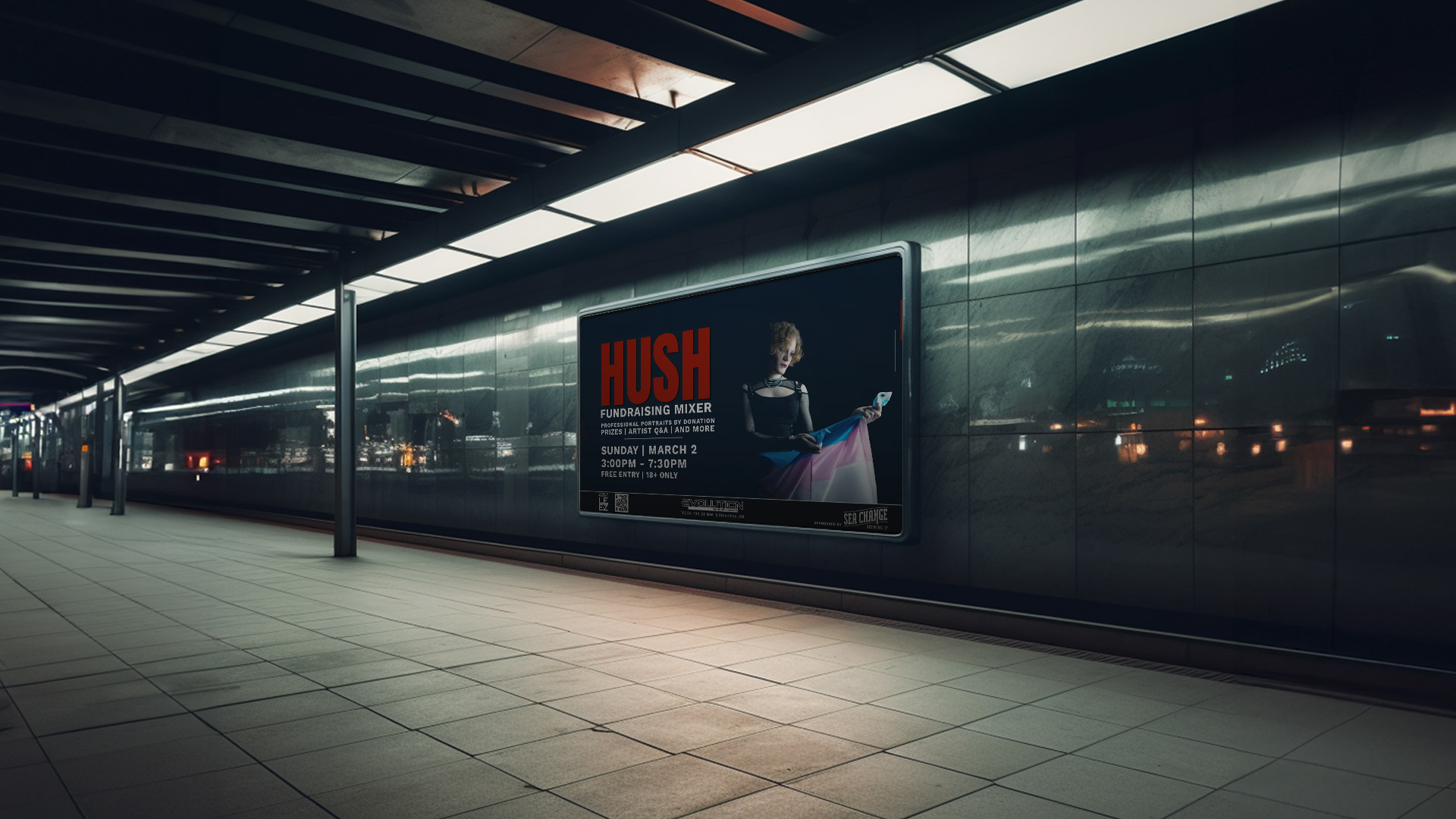 "HUSH" Billboard Mockup